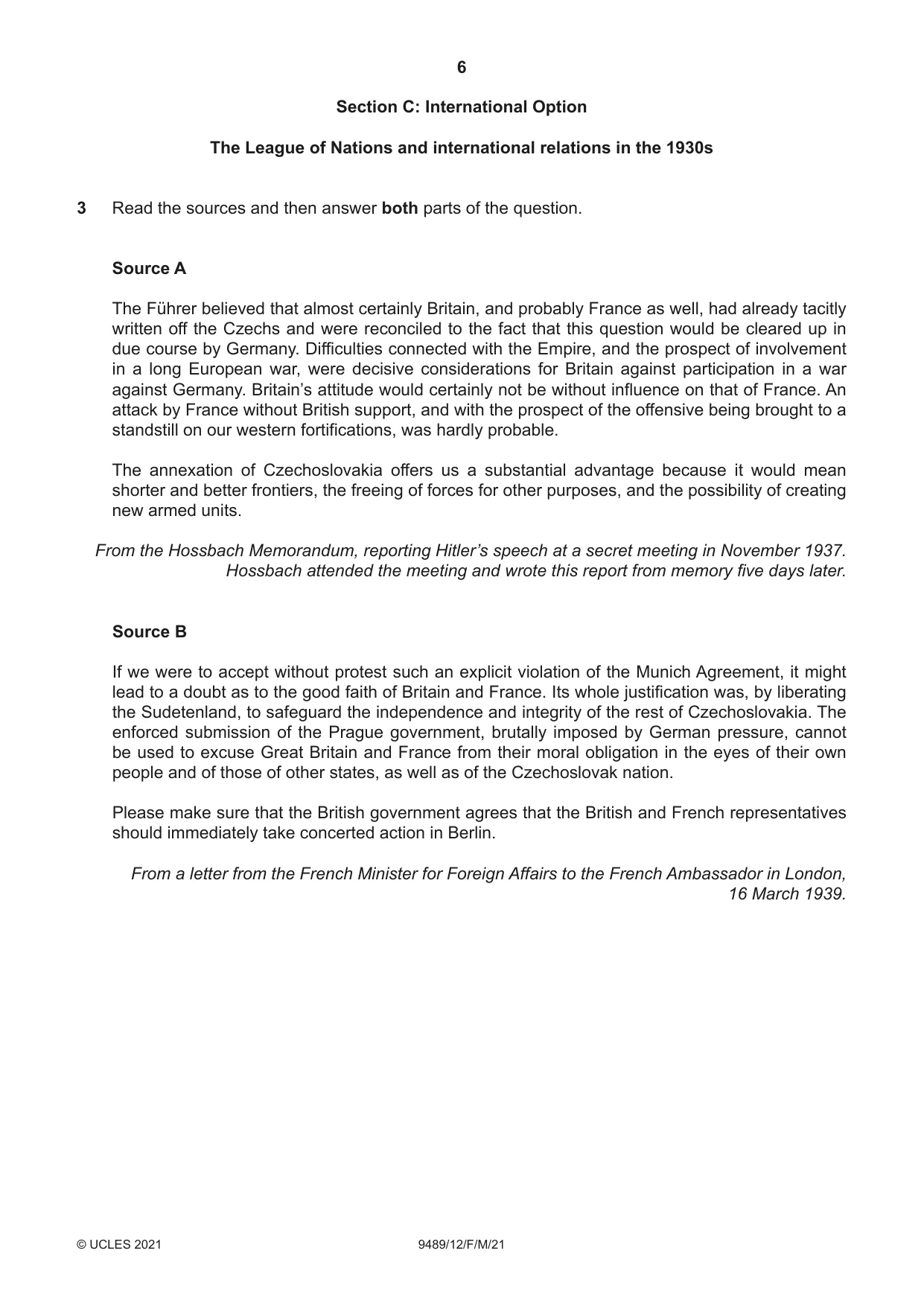 Cambridge A Level History 9489 2021 Feb/March Paper 1 · Variant 2 question paper, page 6 of 8
