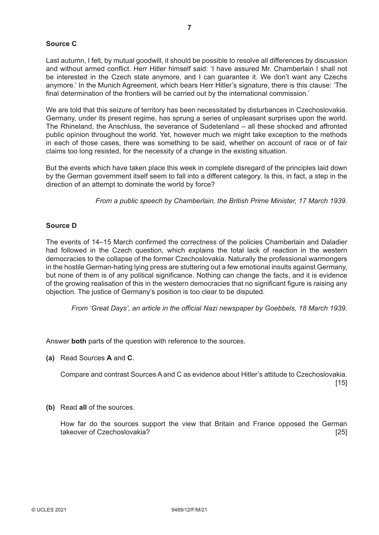 Cambridge A Level History 9489 2021 Feb/March Paper 1 · Variant 2 question paper, page 7 of 8
