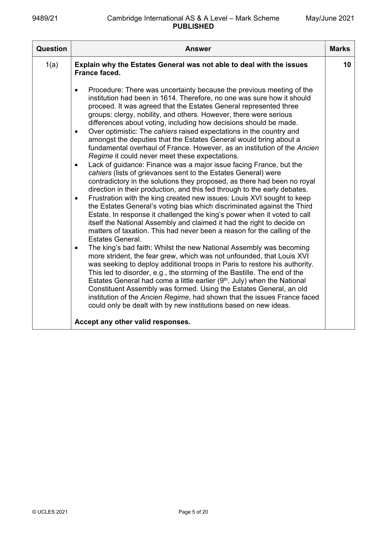 Mark scheme, page 5 of 20