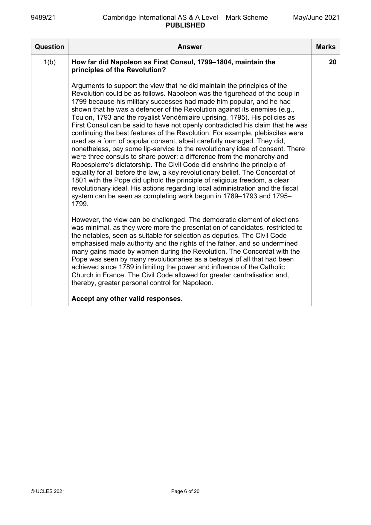 Mark scheme, page 6 of 20