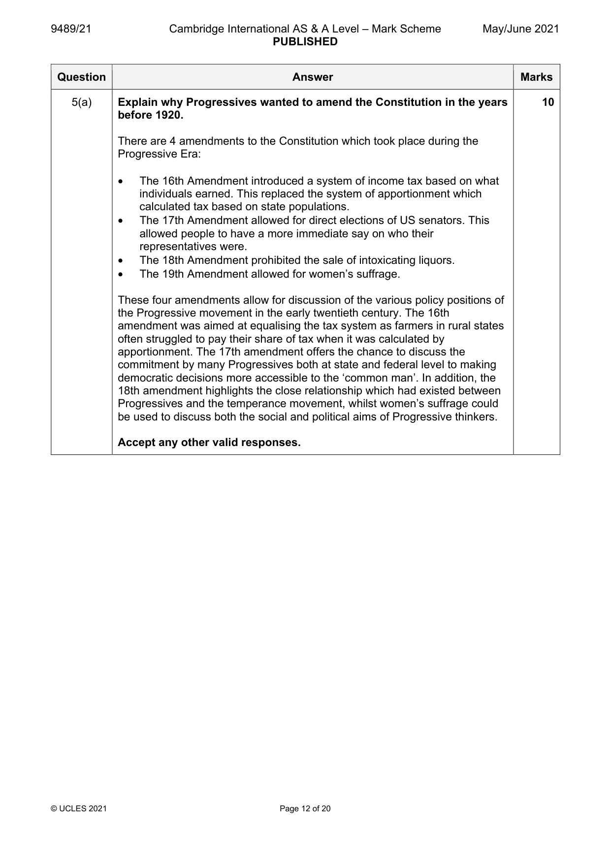 Mark scheme, page 12 of 20
