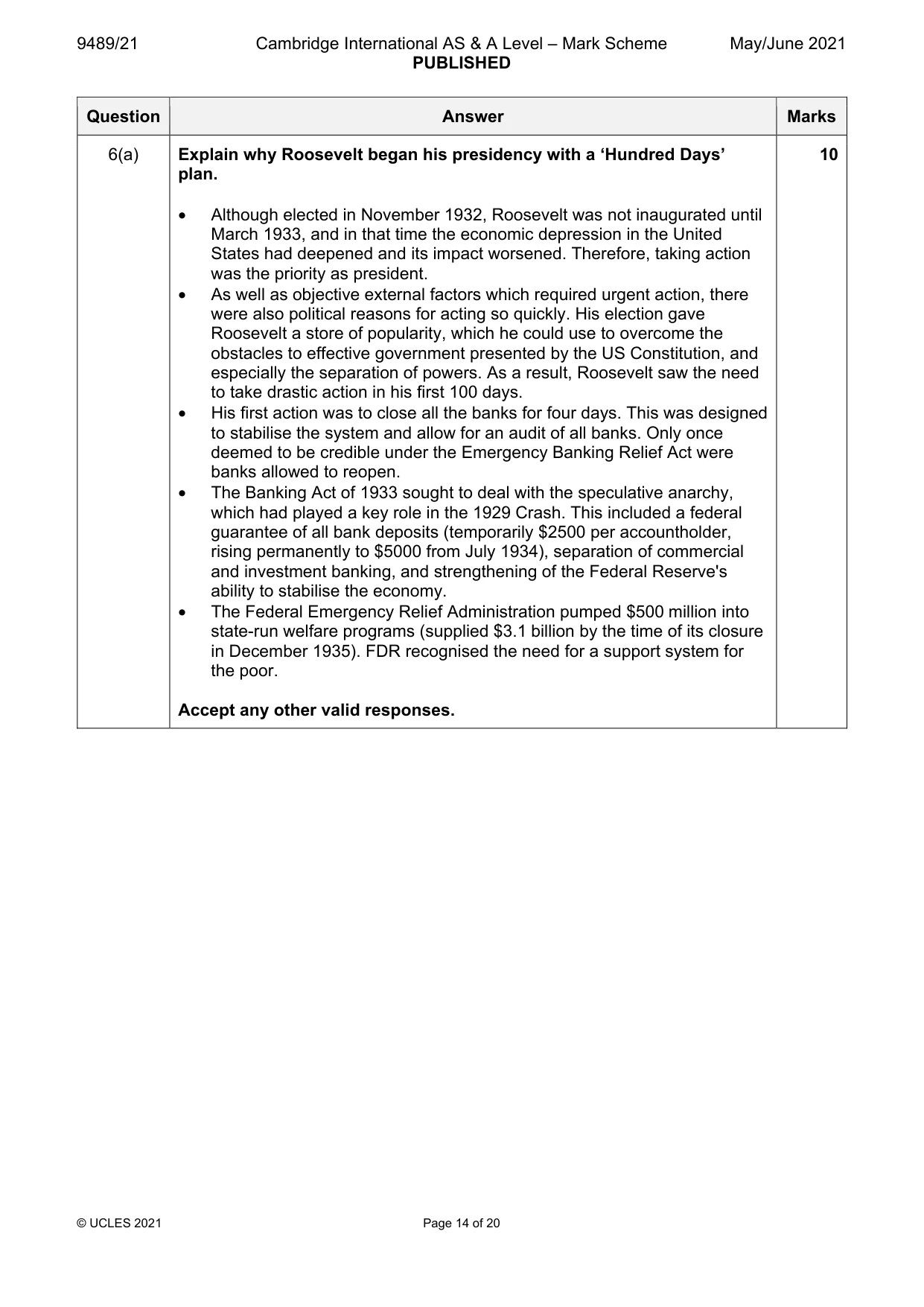 Mark scheme, page 14 of 20