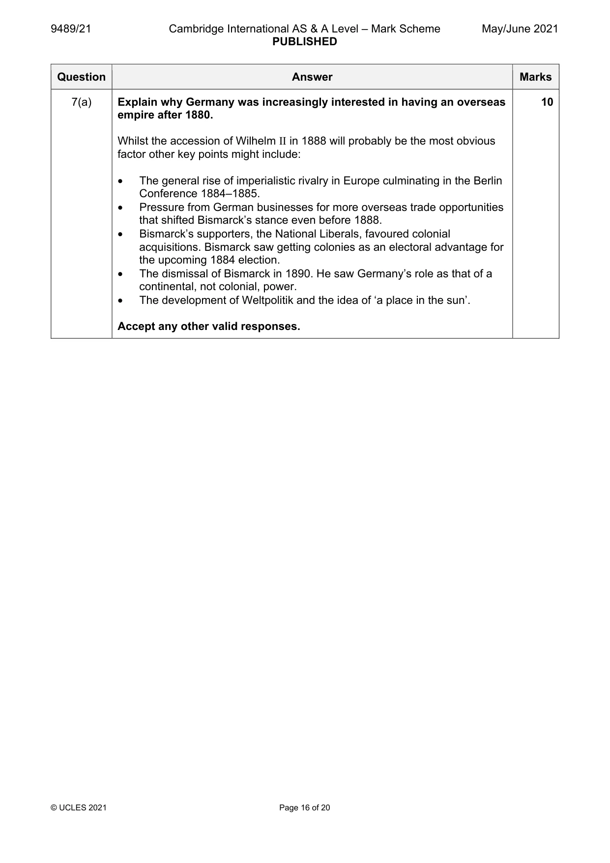 Mark scheme, page 16 of 20