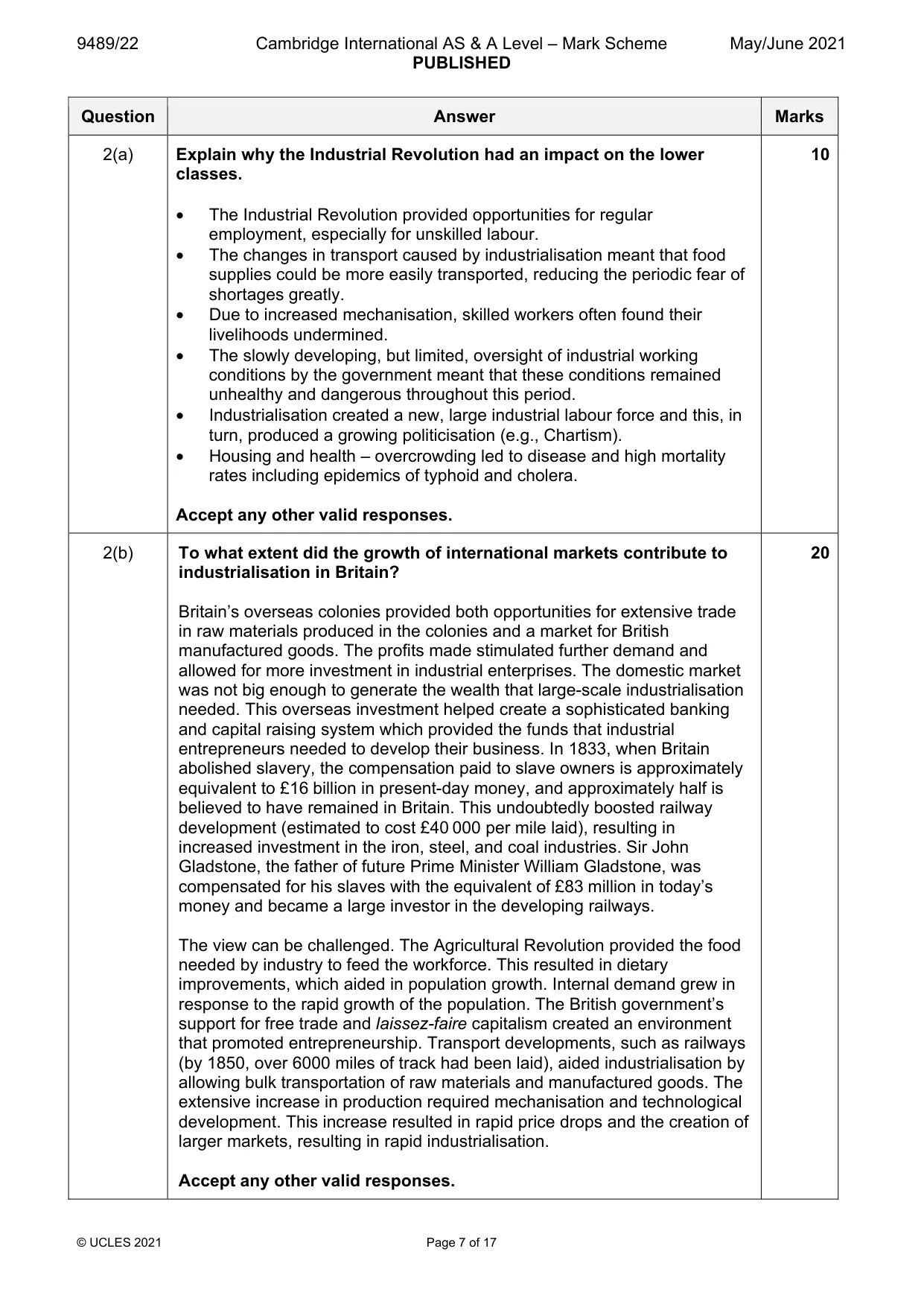 Mark scheme, page 7 of 17