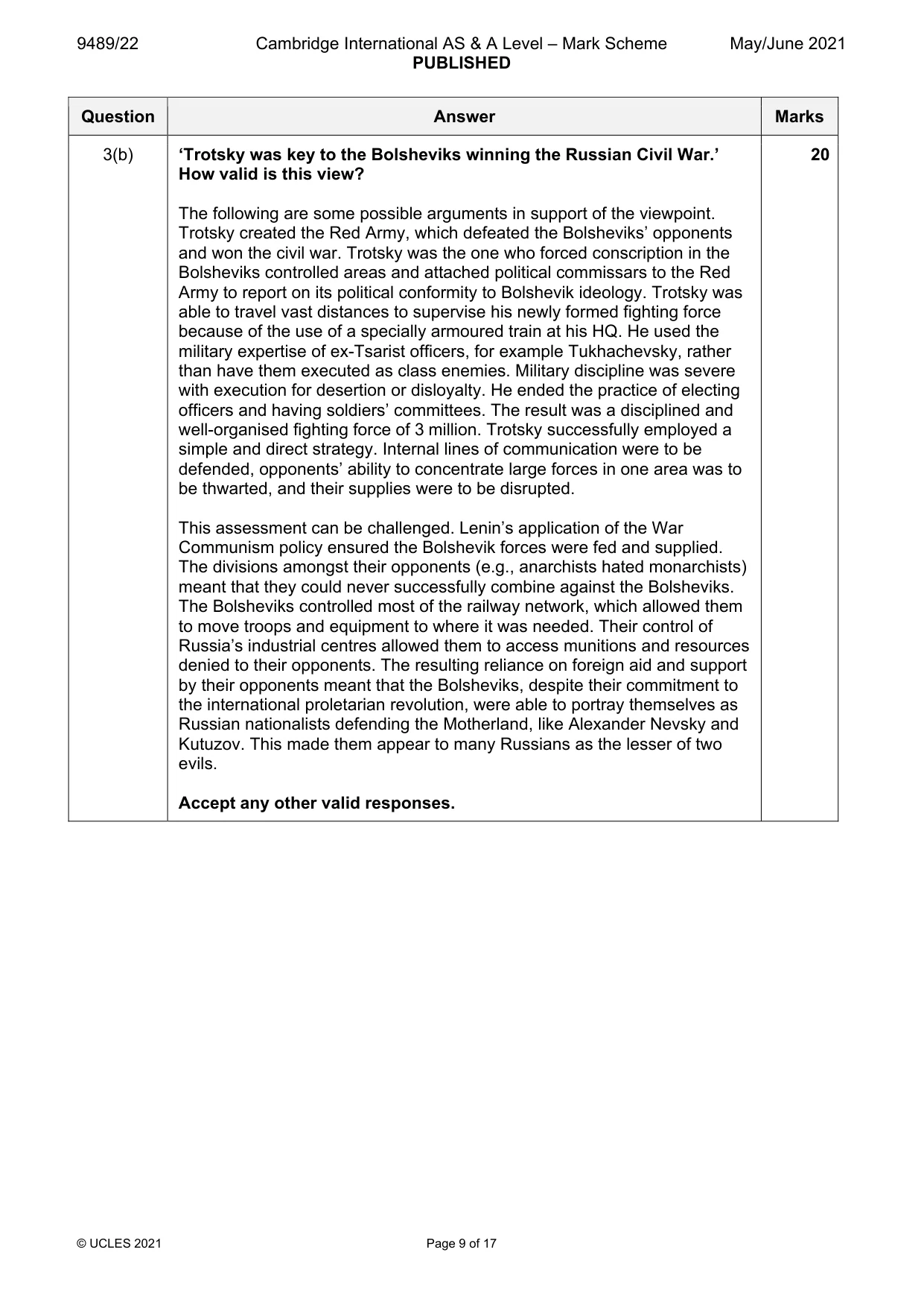 Mark scheme, page 9 of 17