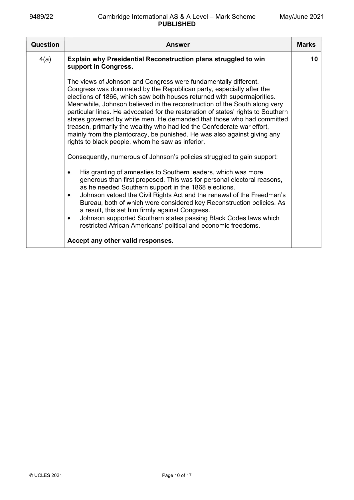 Mark scheme, page 10 of 17