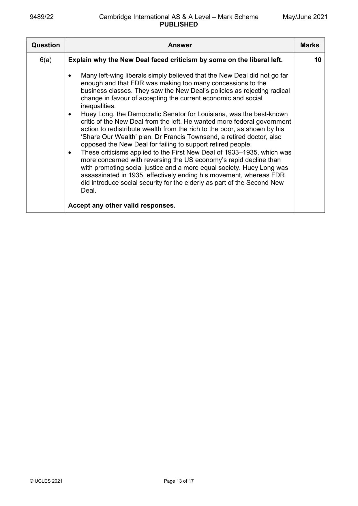 Mark scheme, page 13 of 17