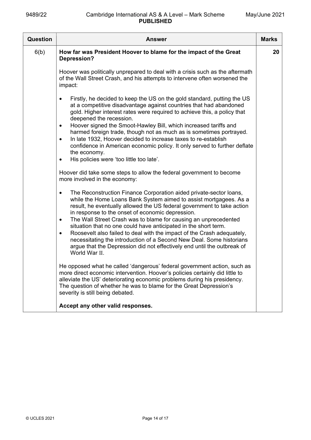 Mark scheme, page 14 of 17
