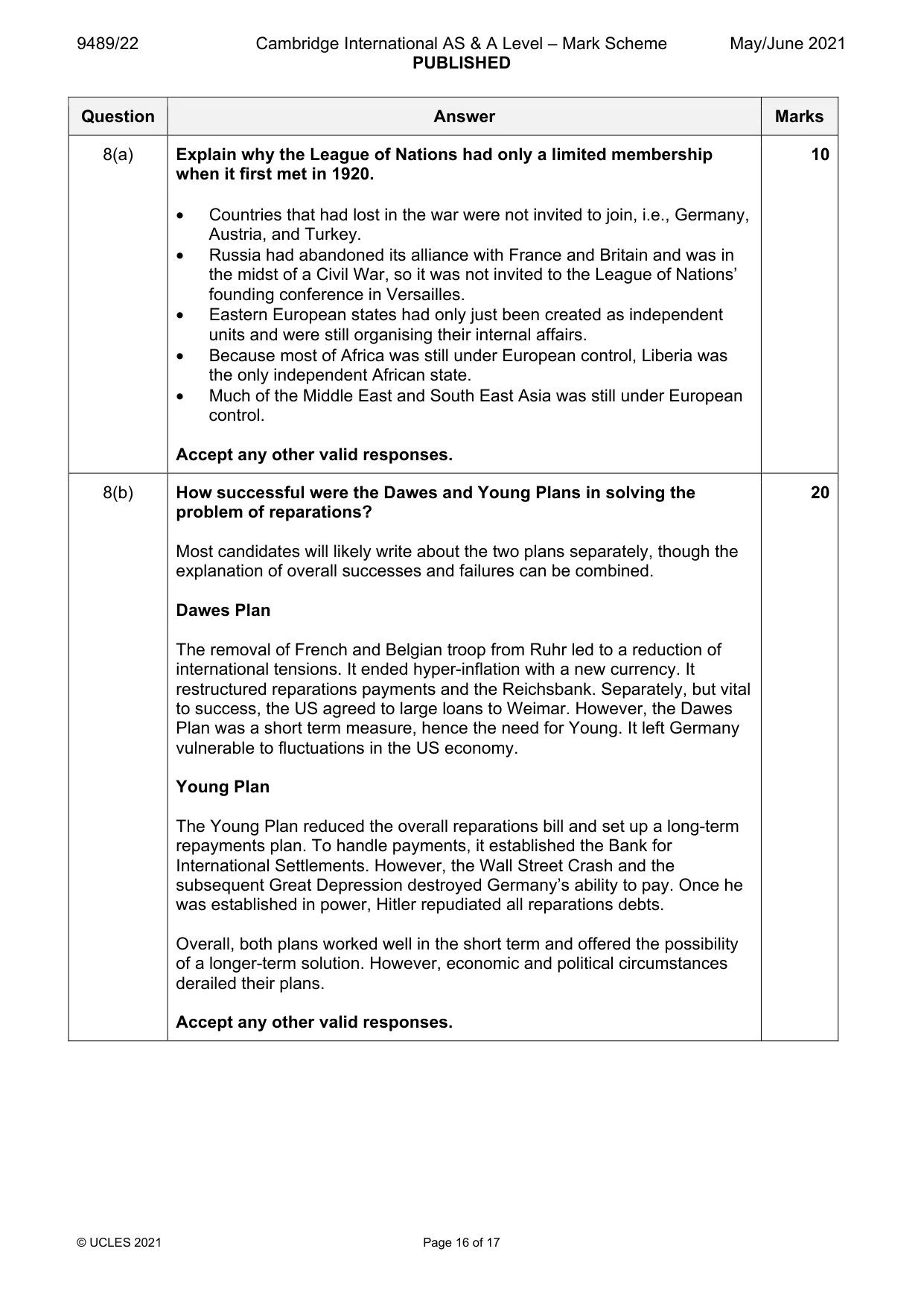 Mark scheme, page 16 of 17