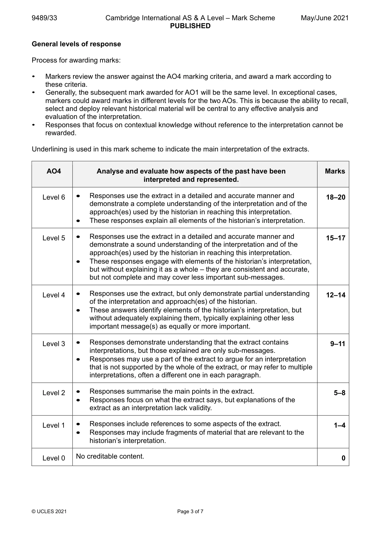 Mark scheme, page 3 of 7