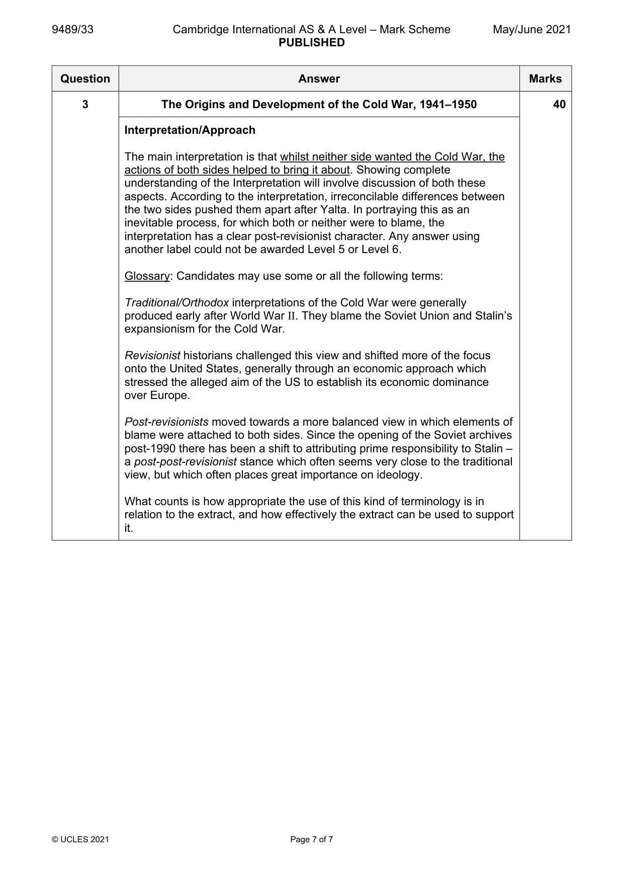 Mark scheme, page 7 of 7