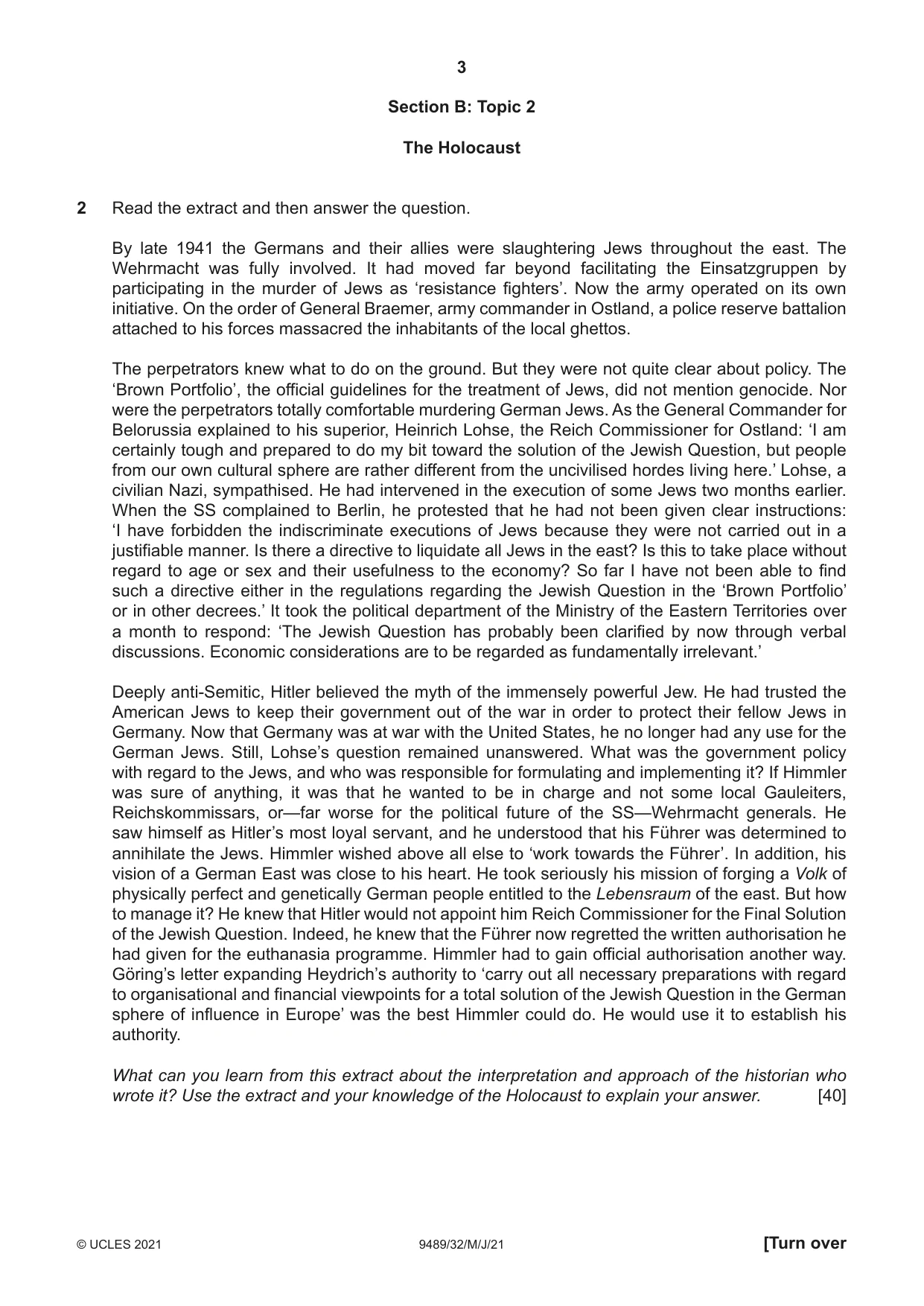Cambridge A Level History 9489 2021 May/June Paper 3 · Variant 2 question paper, page 3 of 4