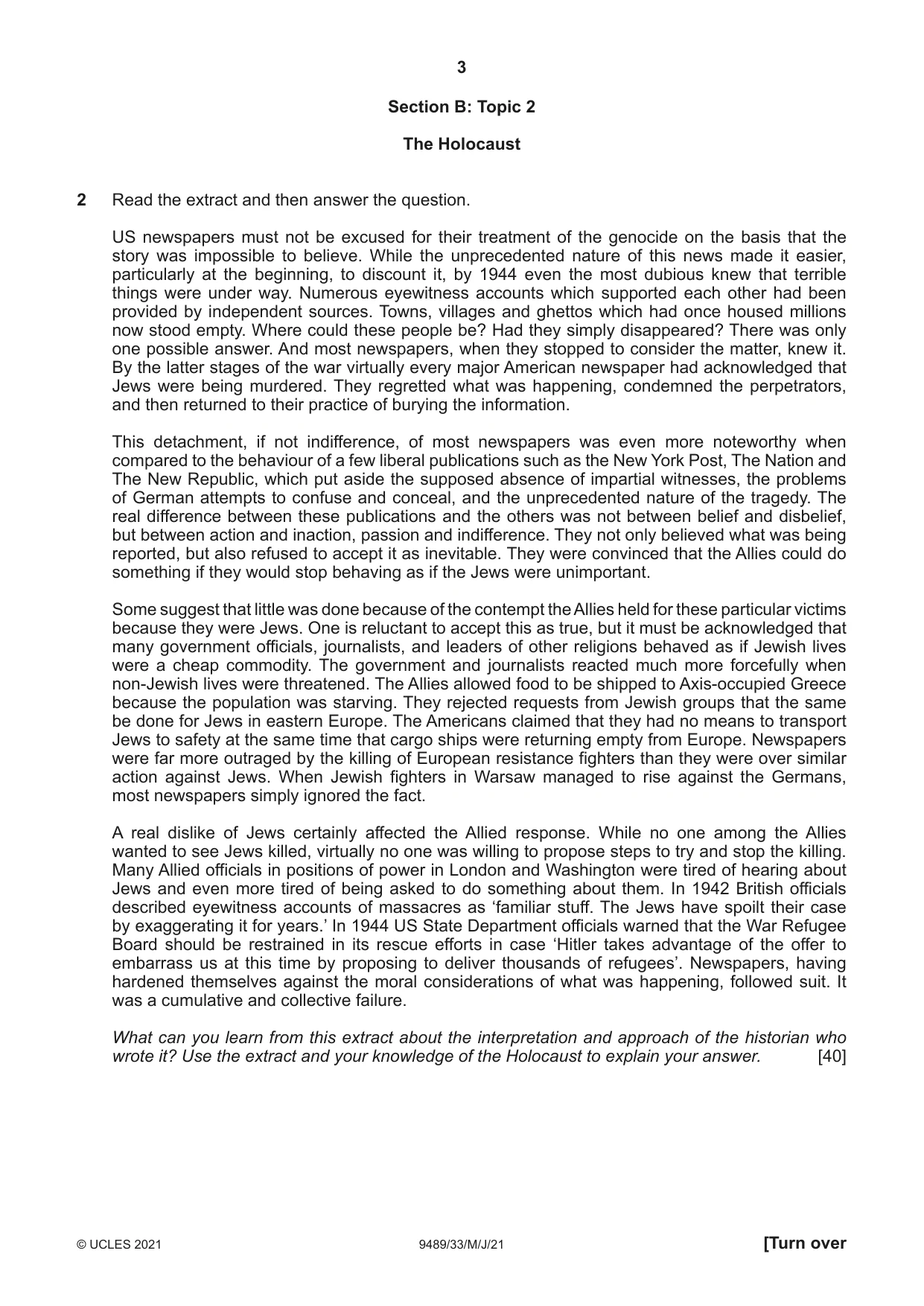 Cambridge A Level History 9489 2021 May/June Paper 3 · Variant 3 question paper, page 3 of 4