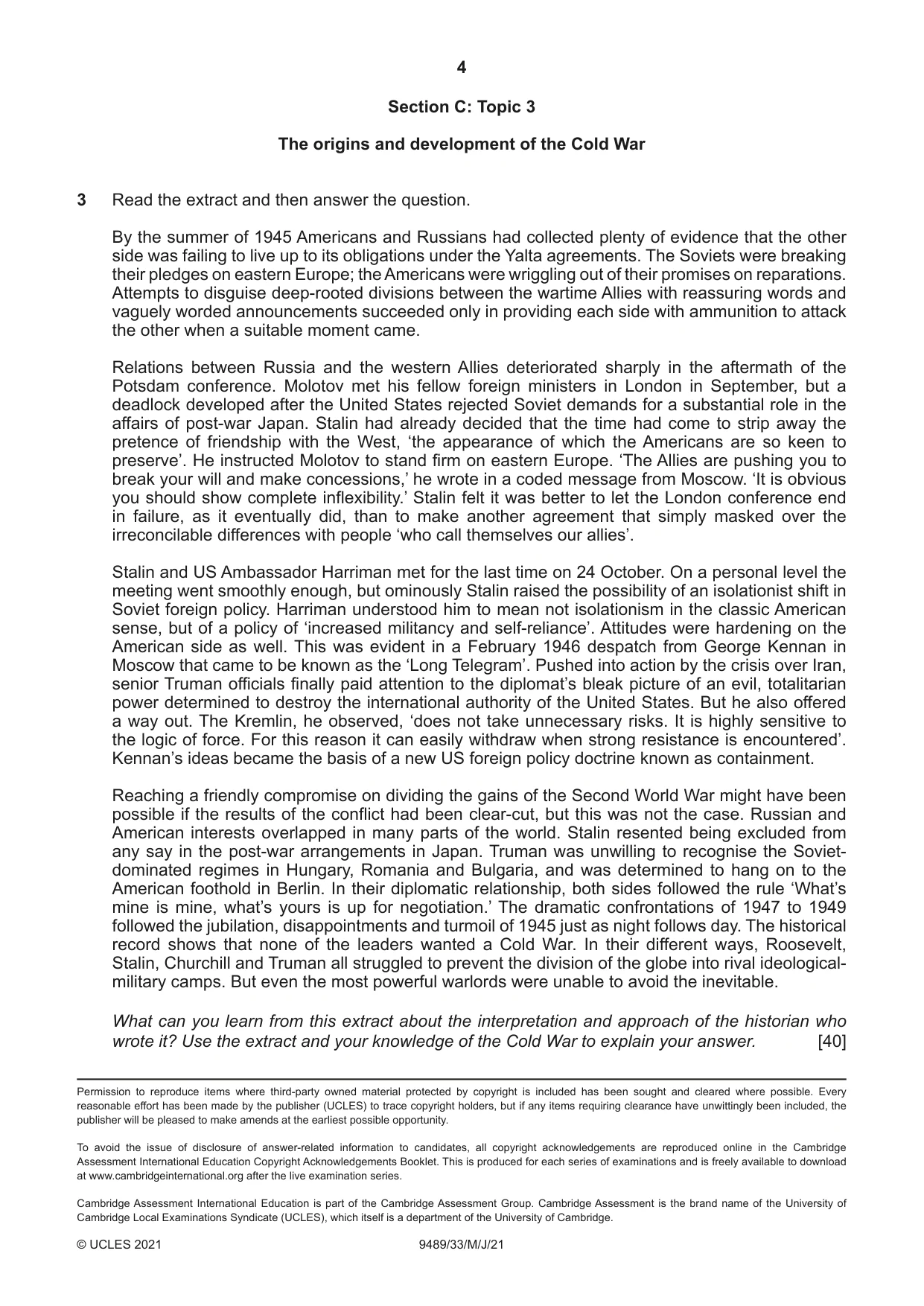 Cambridge A Level History 9489 2021 May/June Paper 3 · Variant 3 question paper, page 4 of 4