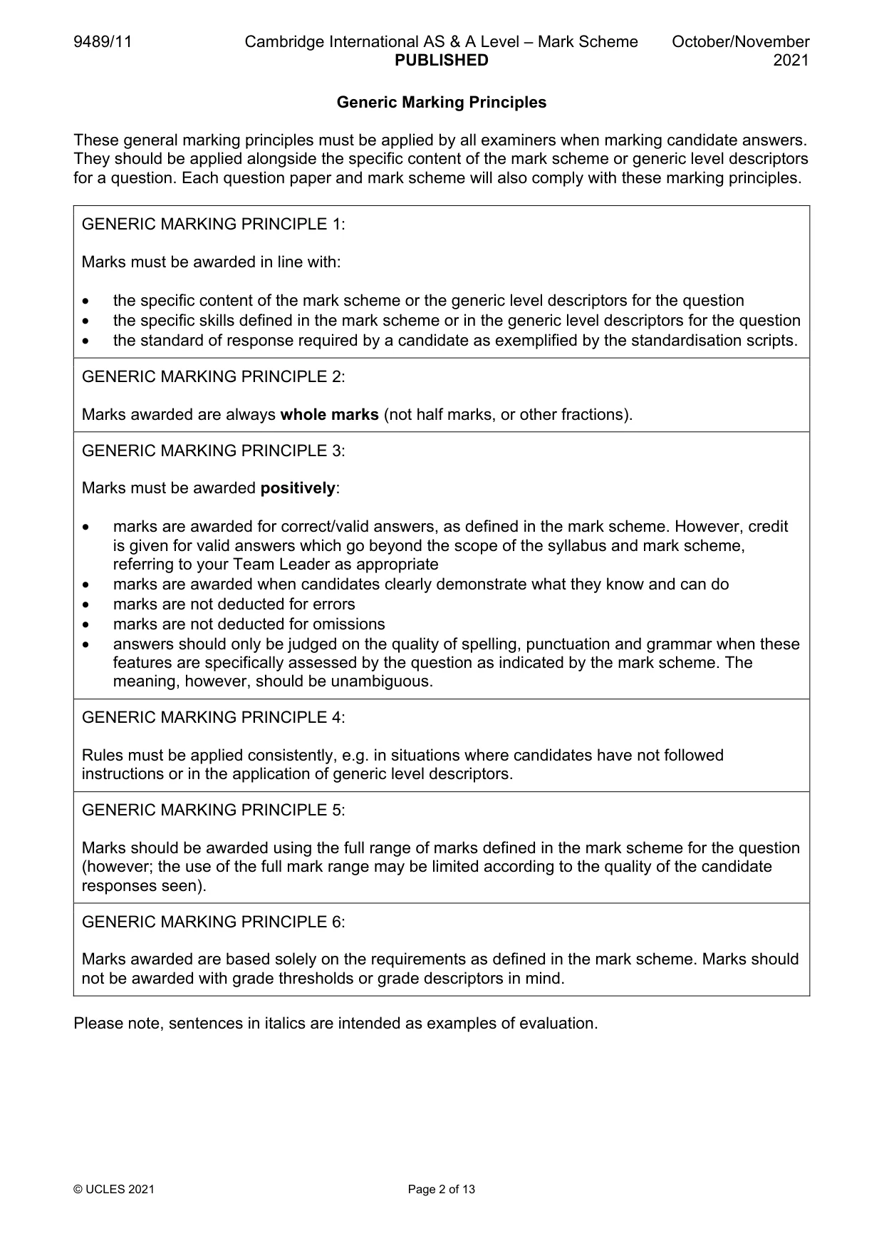Mark scheme, page 2 of 13