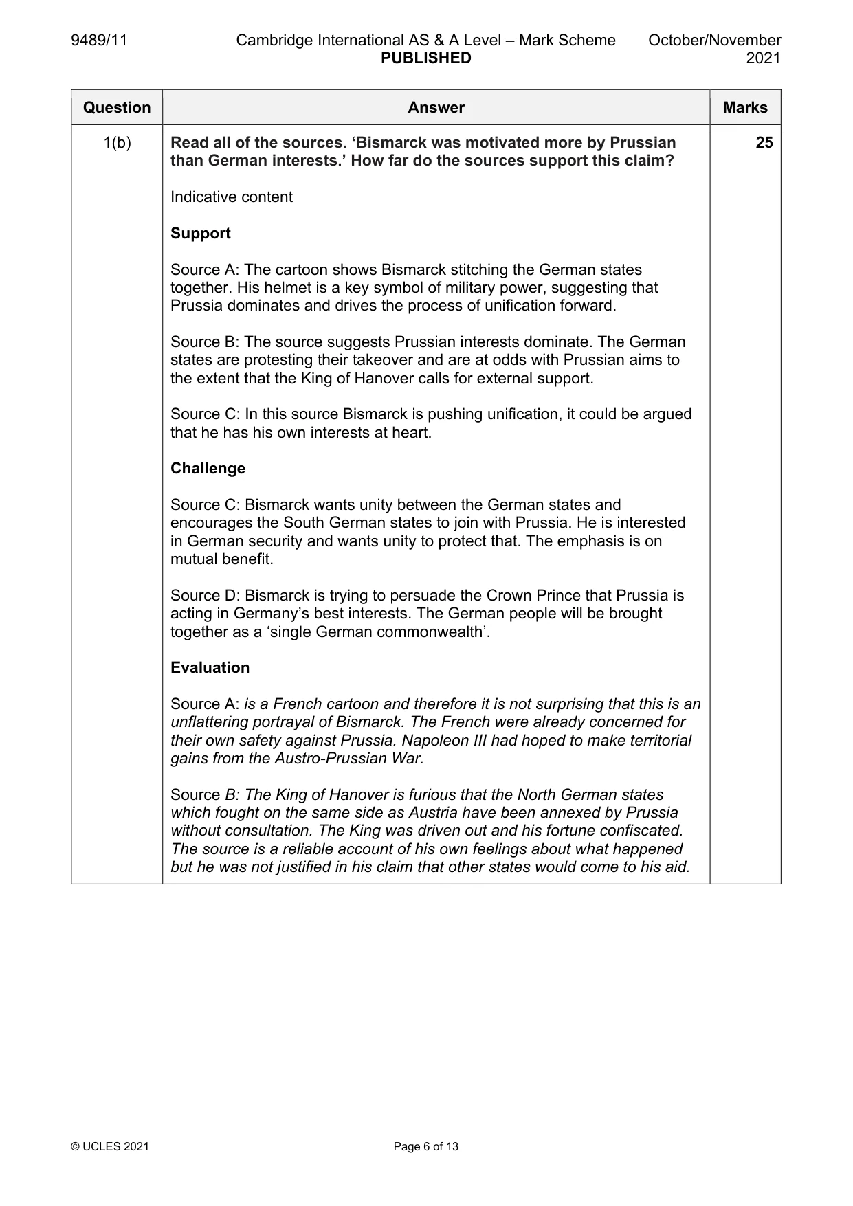 Mark scheme, page 6 of 13