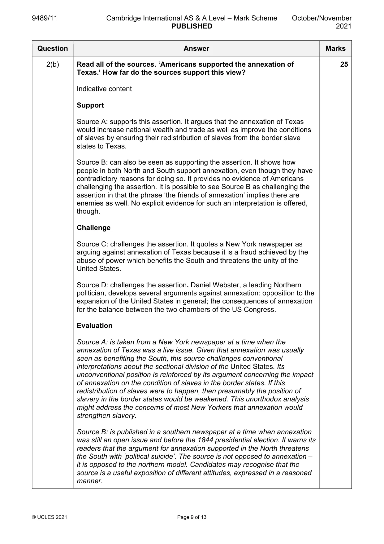 Mark scheme, page 9 of 13