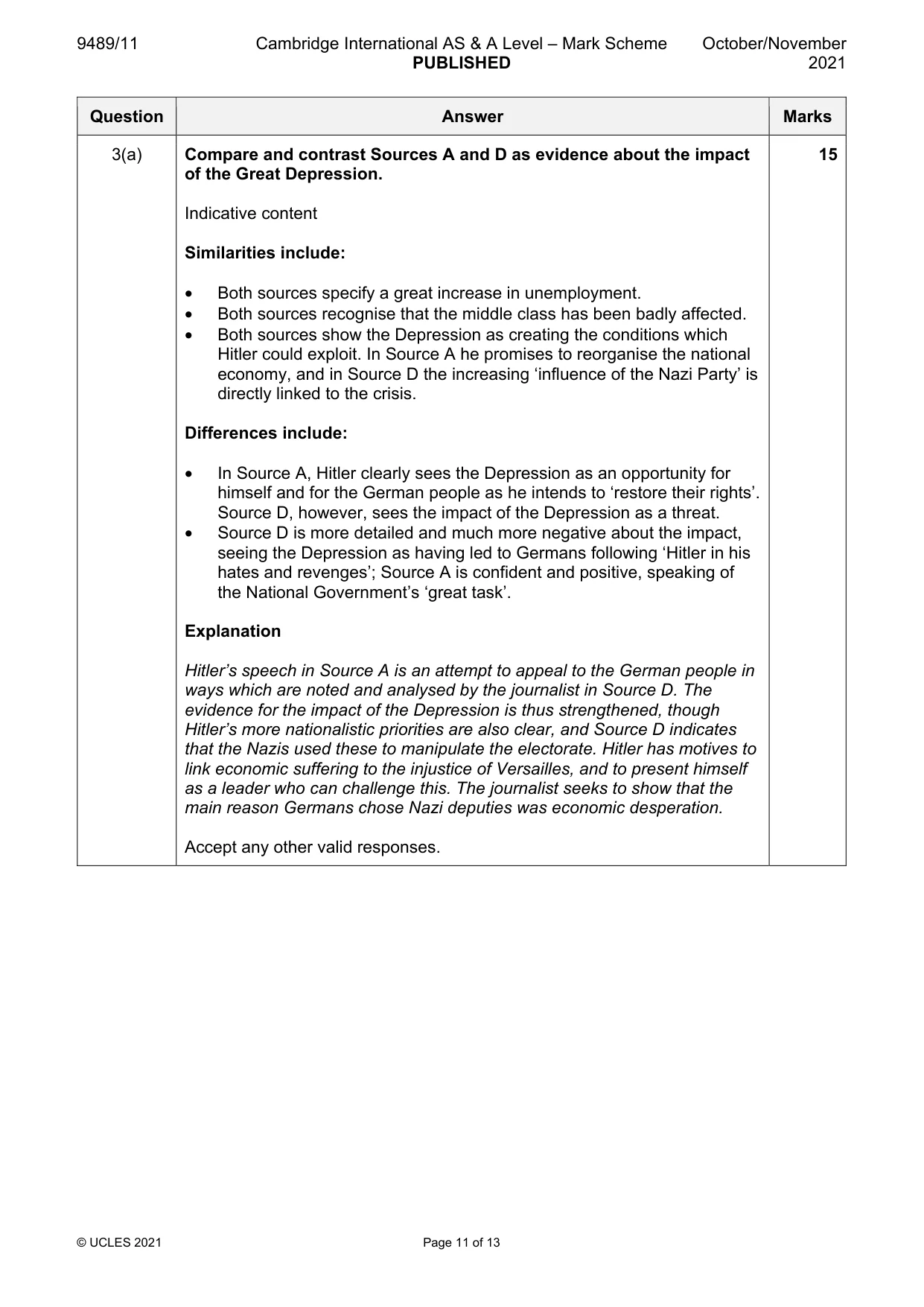 Mark scheme, page 11 of 13