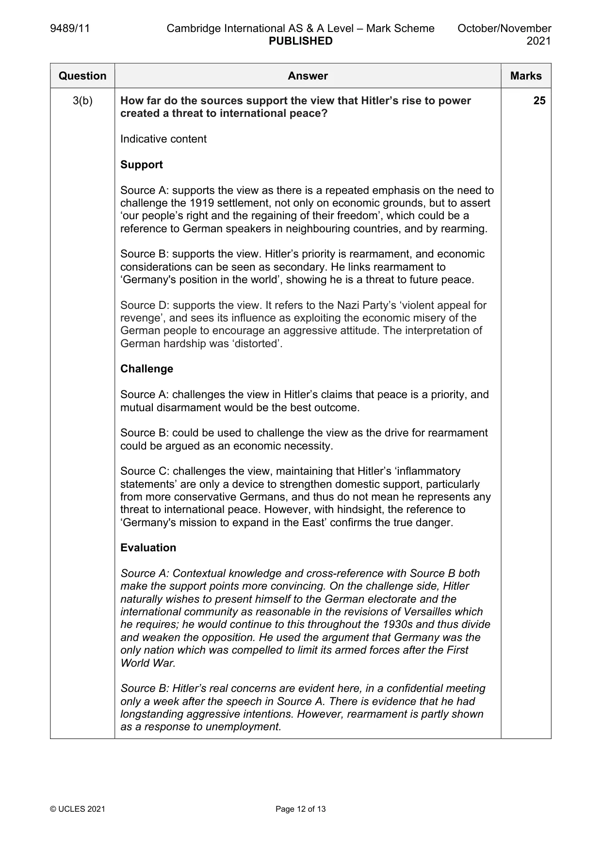 Mark scheme, page 12 of 13