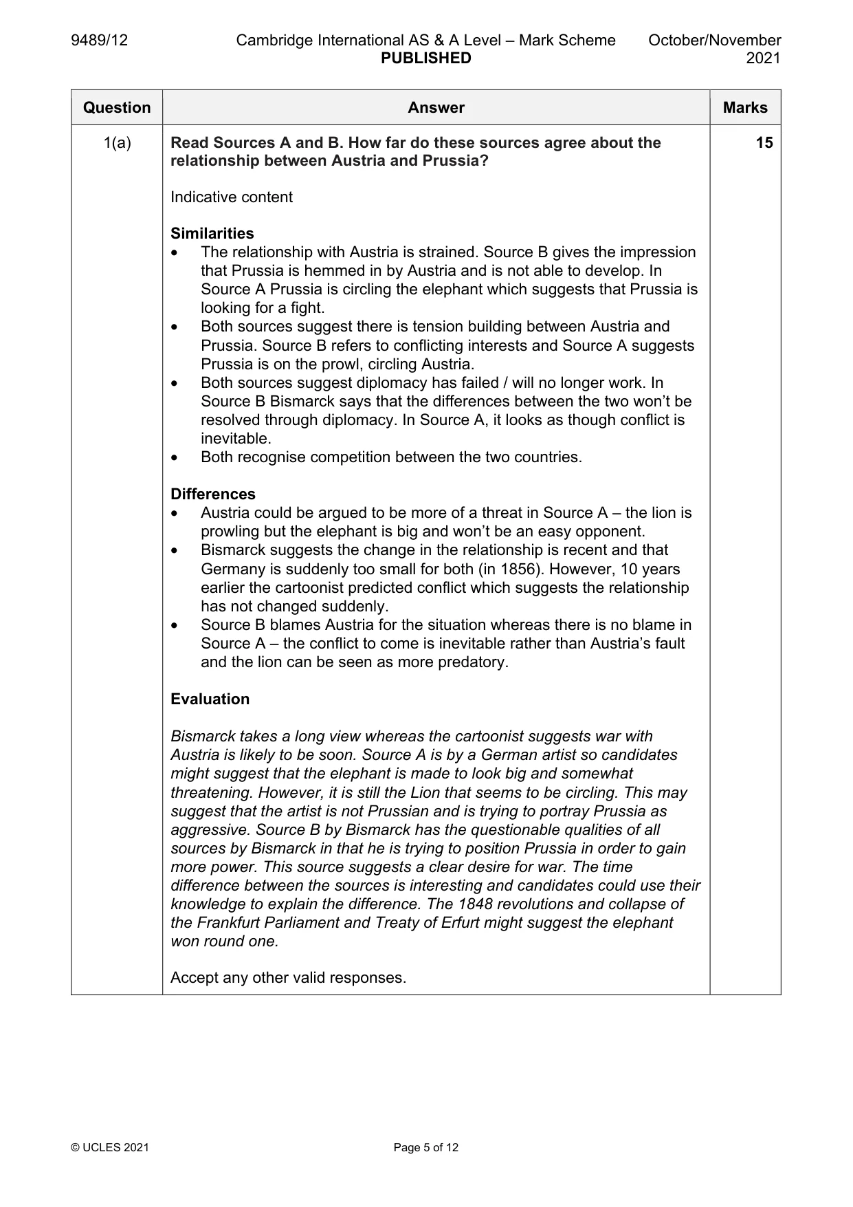 Mark scheme, page 5 of 12