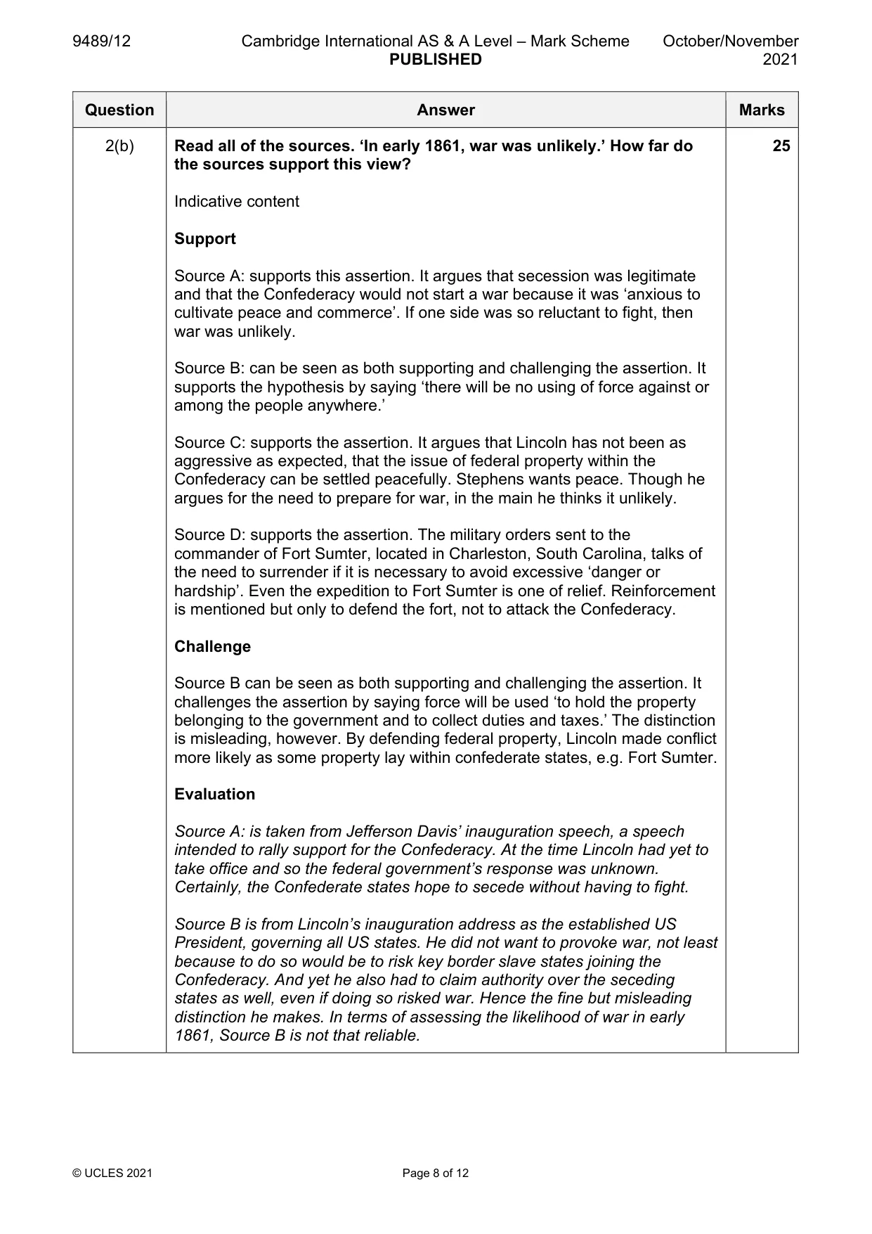 Mark scheme, page 8 of 12