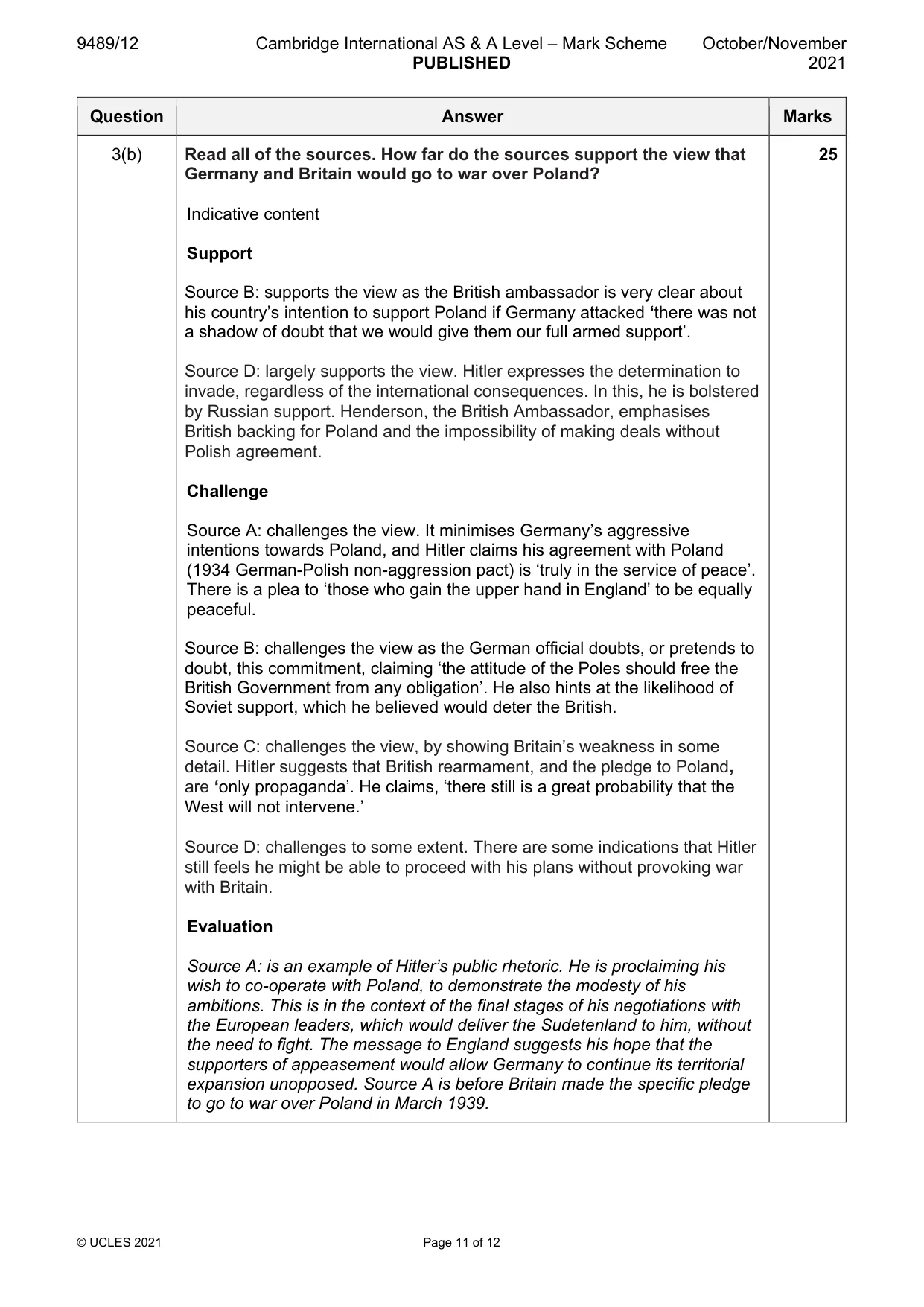 Mark scheme, page 11 of 12