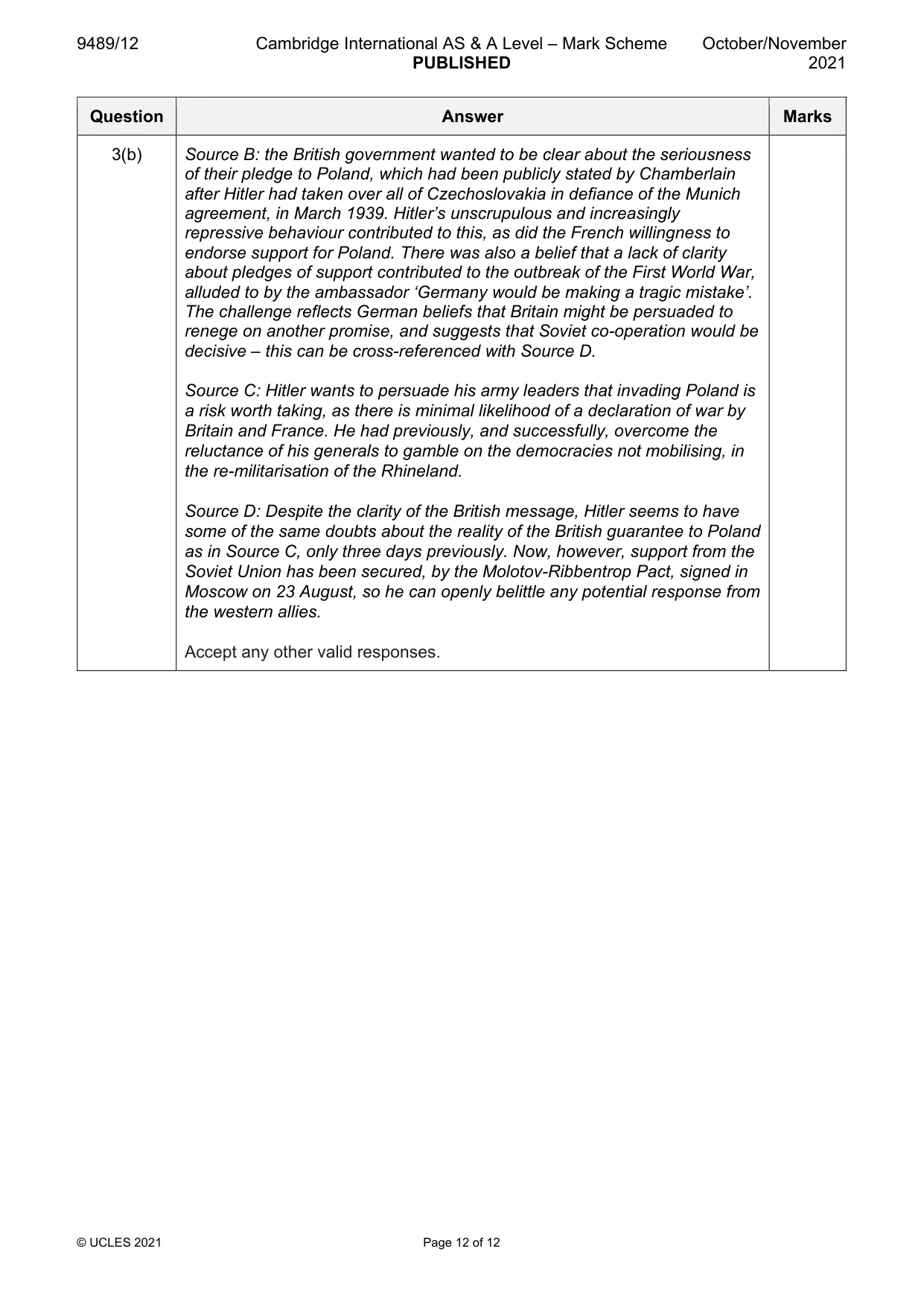 Mark scheme, page 12 of 12