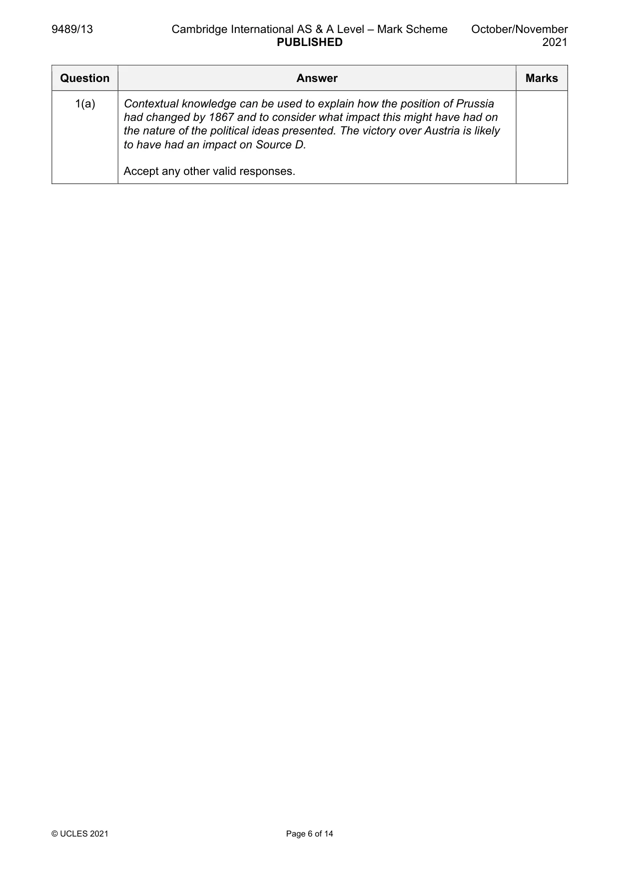 Mark scheme, page 6 of 14