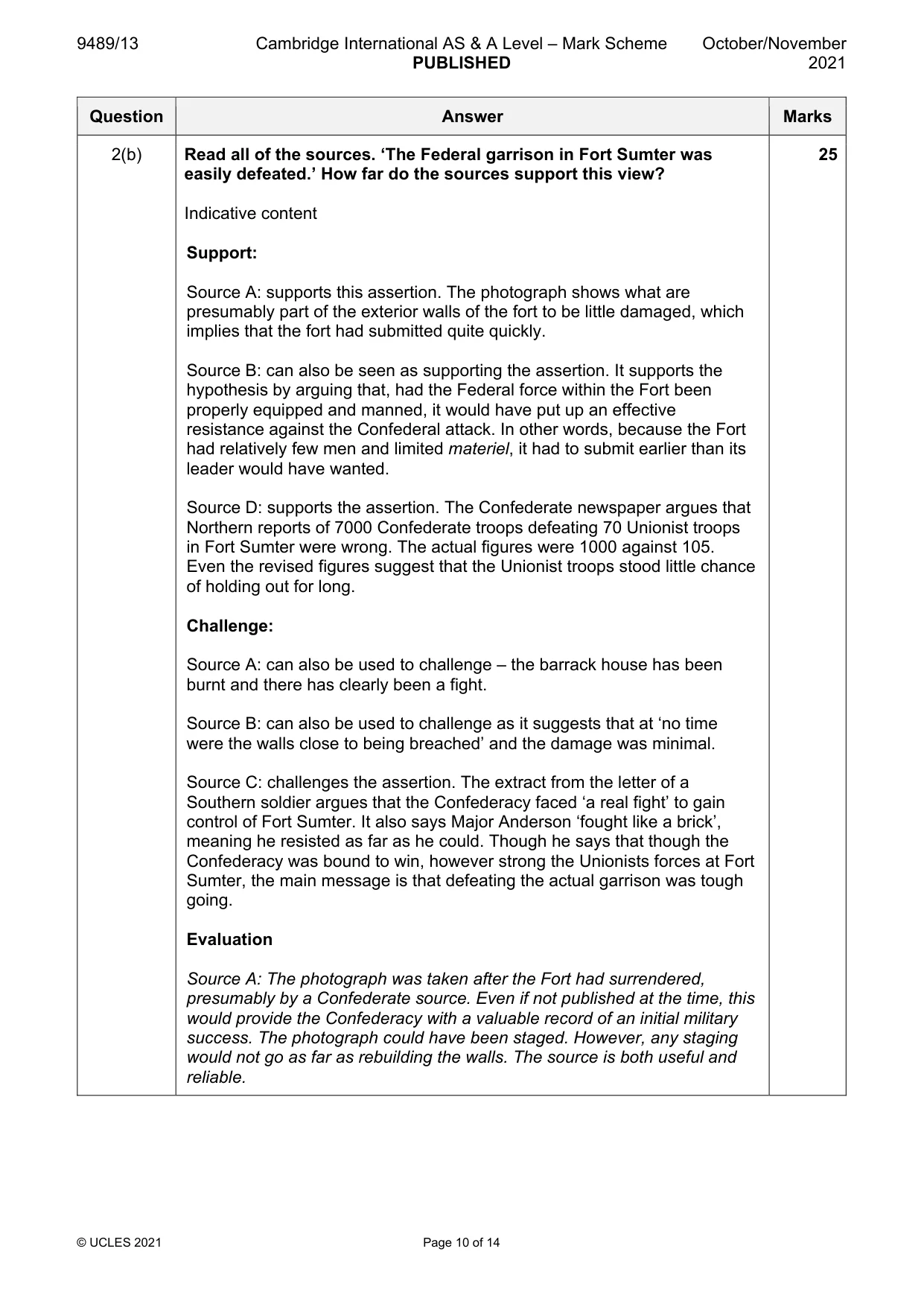 Mark scheme, page 10 of 14