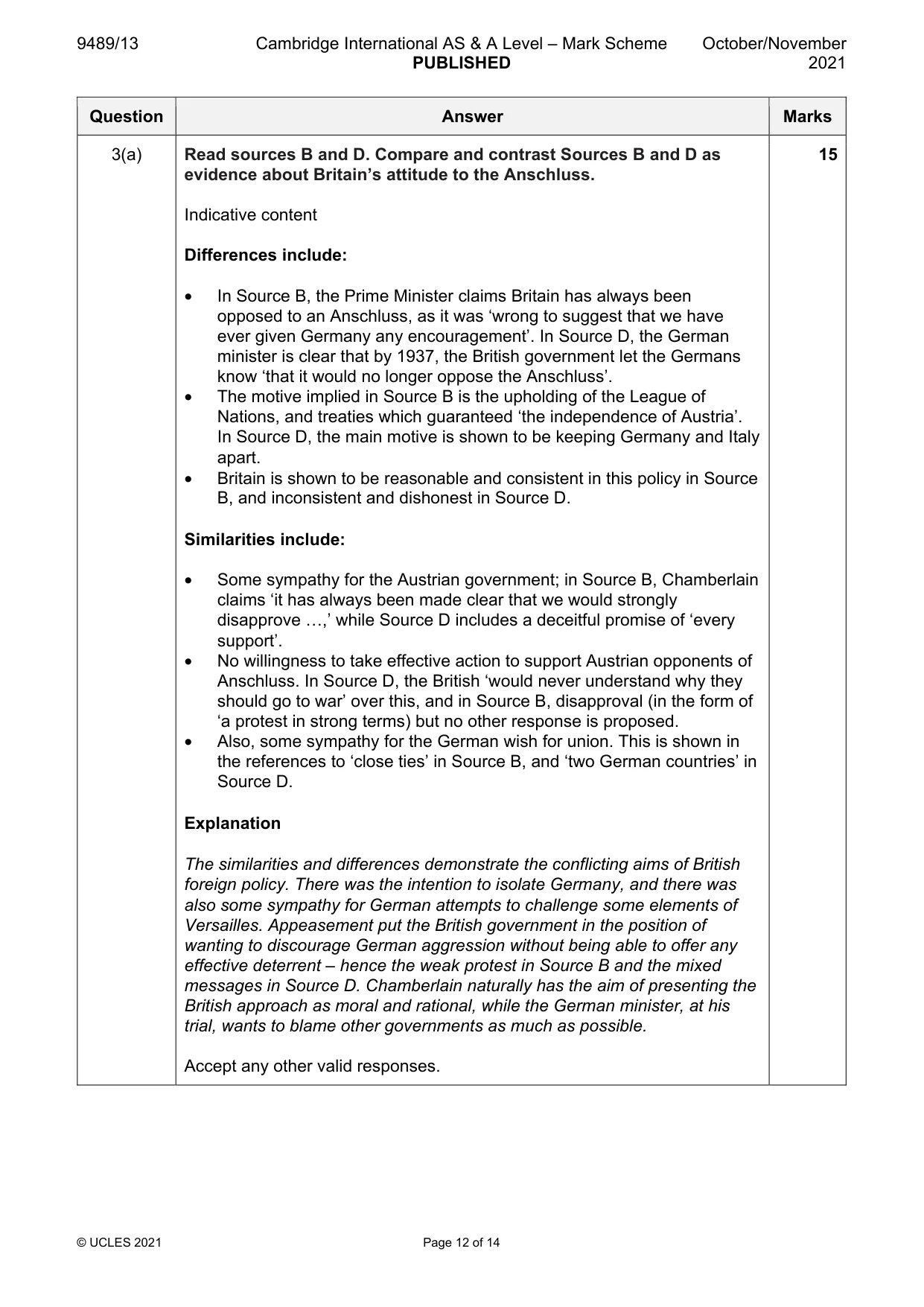 Mark scheme, page 12 of 14