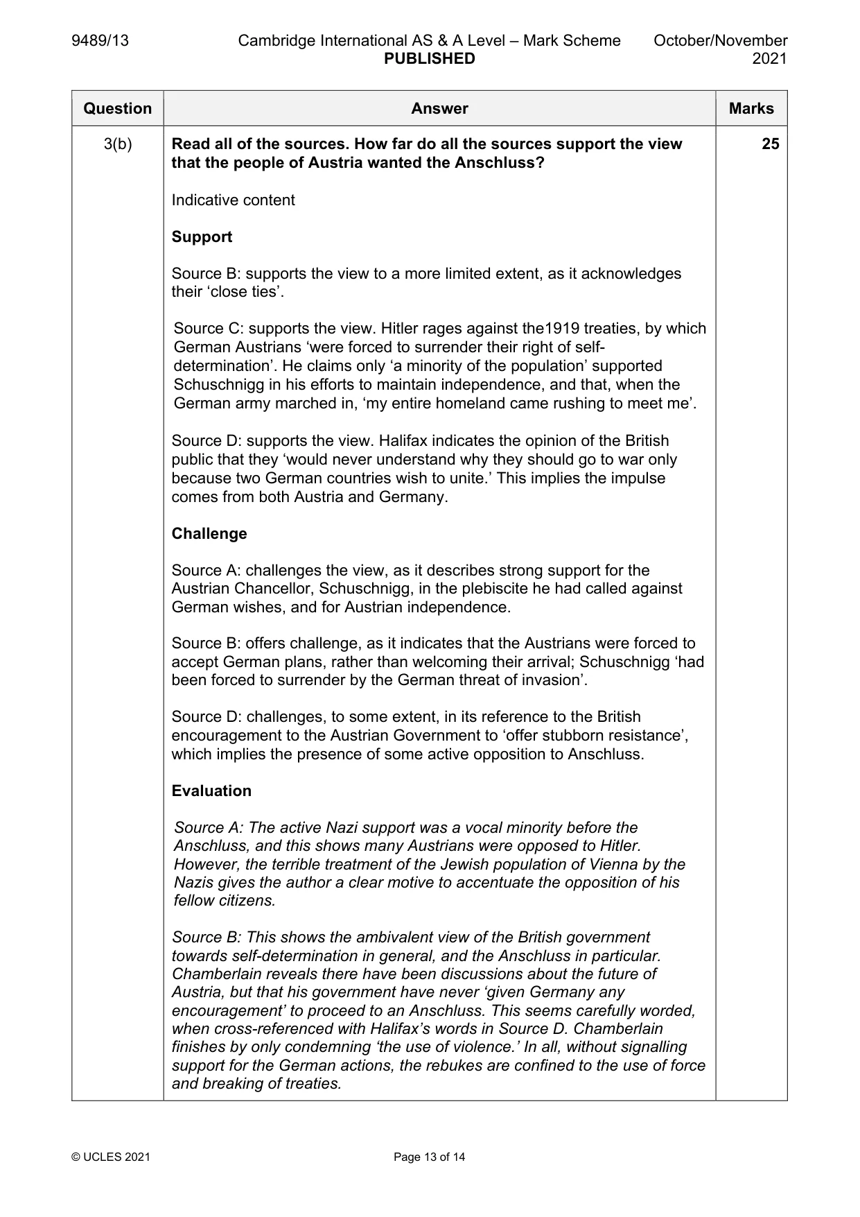 Mark scheme, page 13 of 14