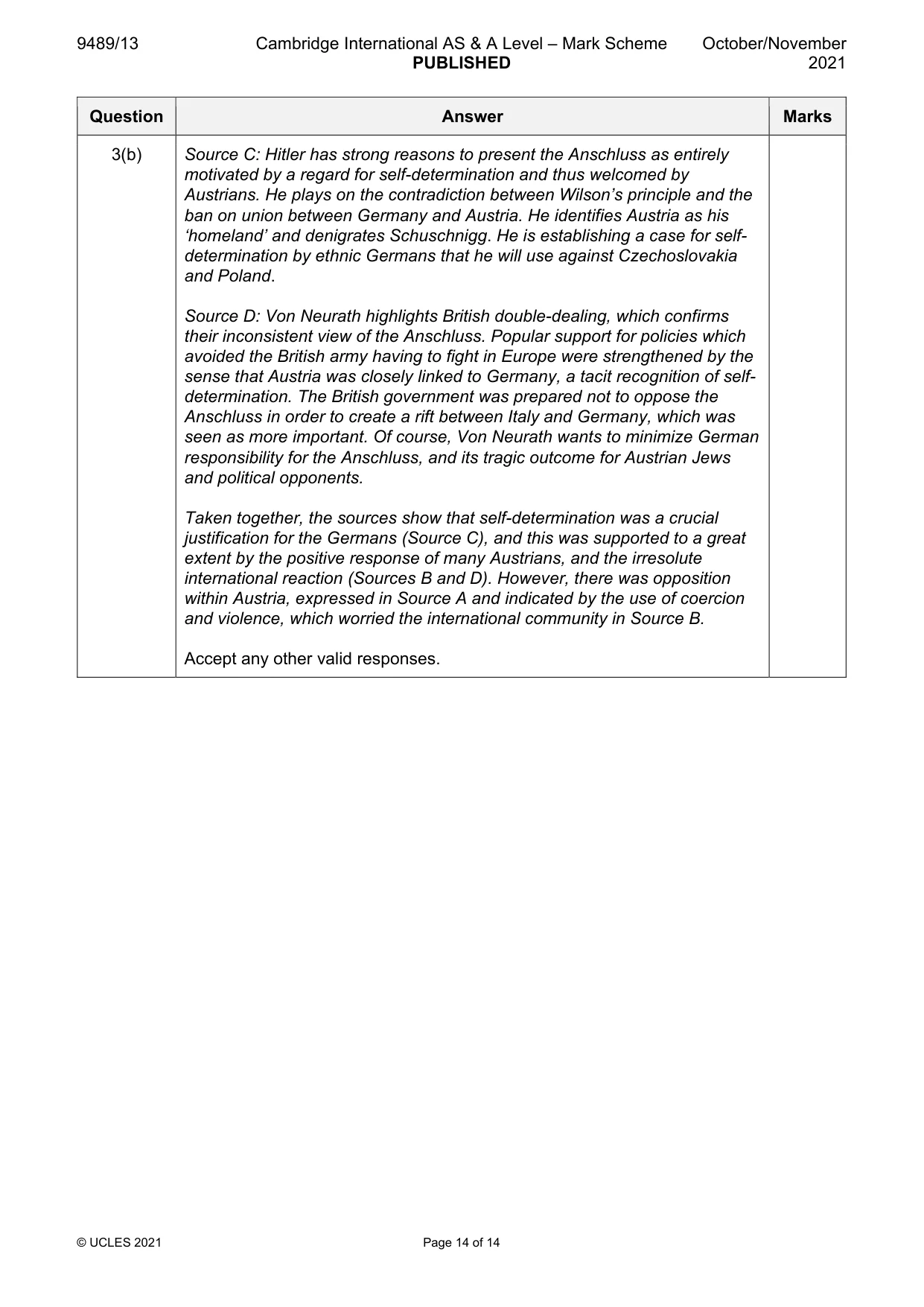Mark scheme, page 14 of 14
