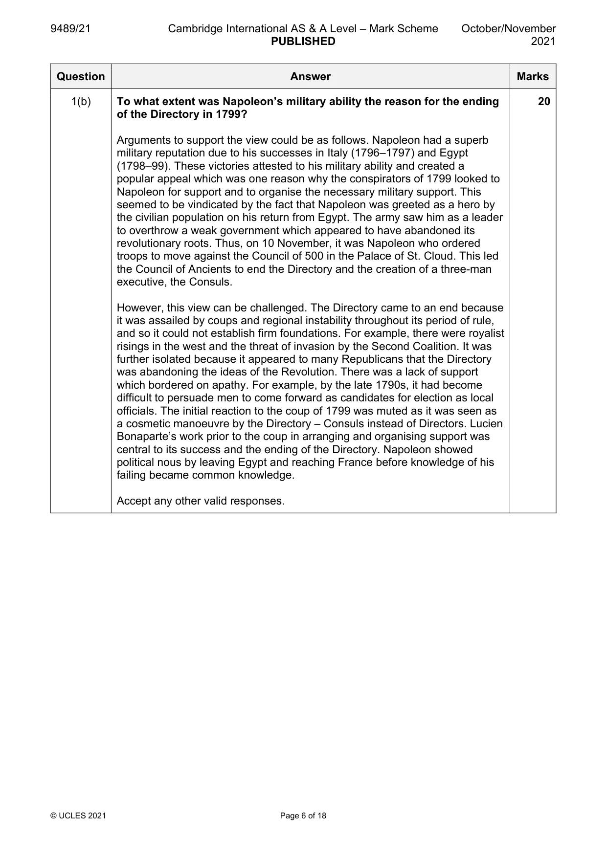 Mark scheme, page 6 of 18