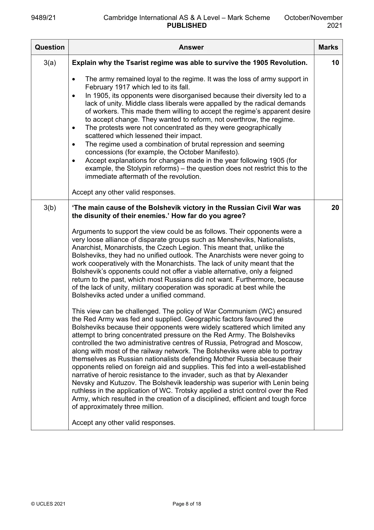Mark scheme, page 8 of 18
