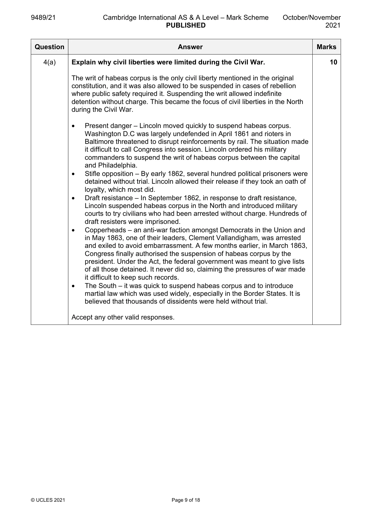 Mark scheme, page 9 of 18