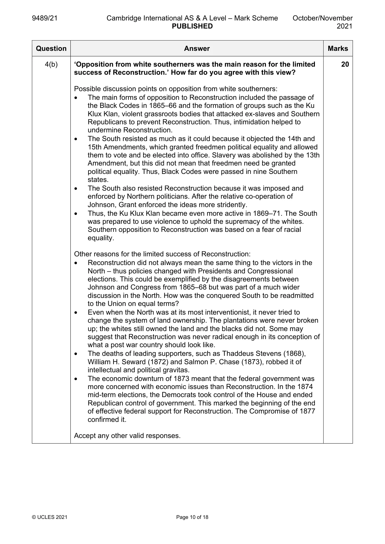 Mark scheme, page 10 of 18