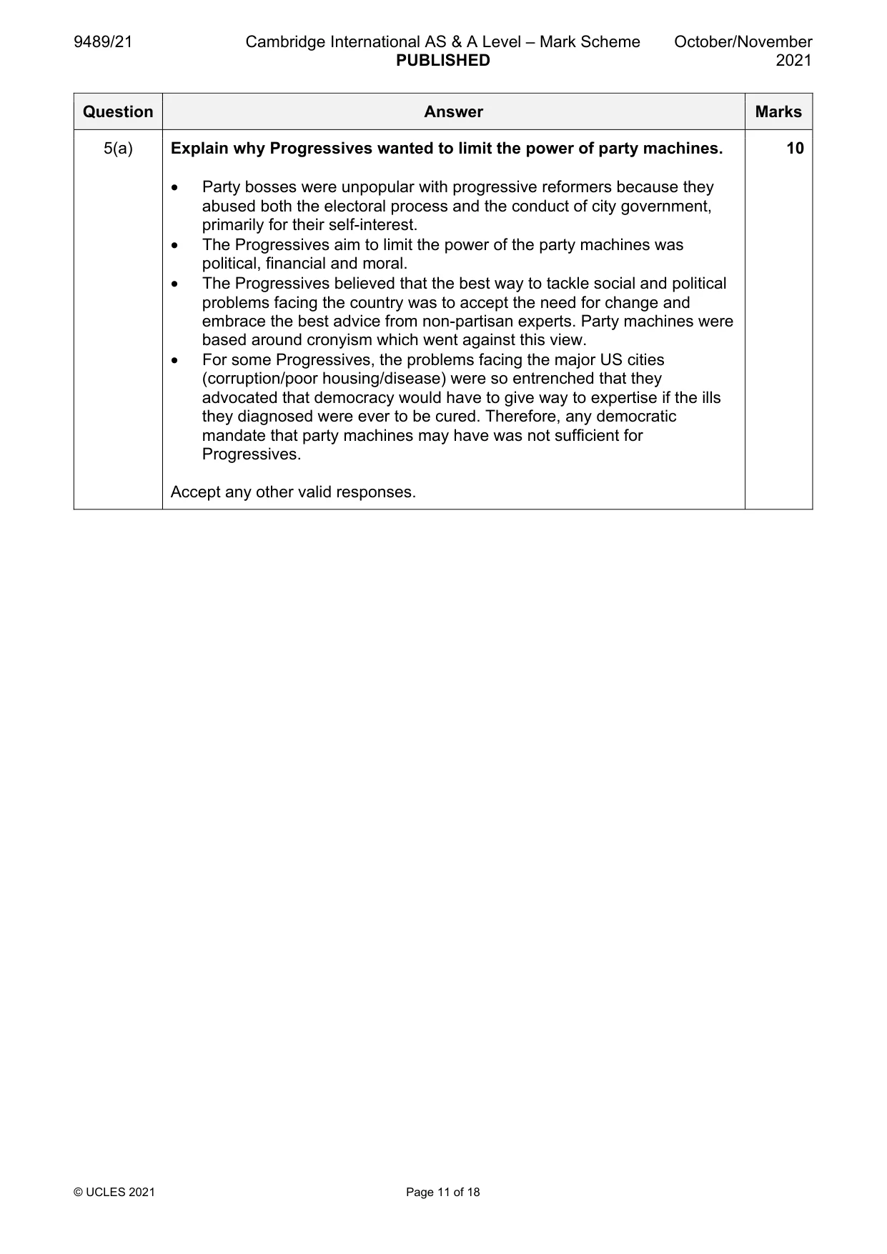Mark scheme, page 11 of 18