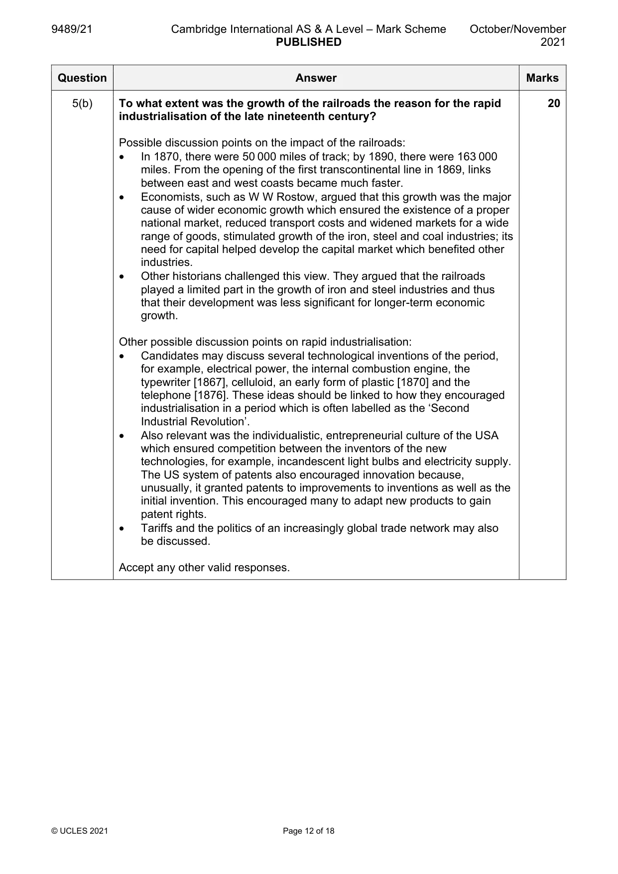 Mark scheme, page 12 of 18