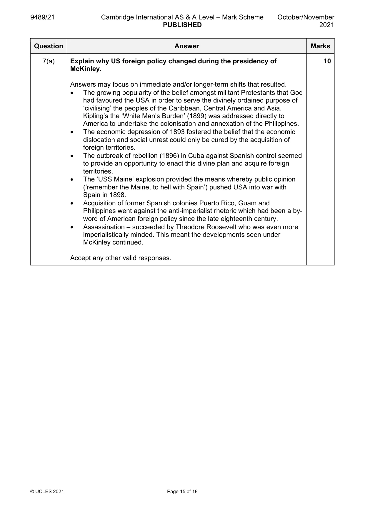 Mark scheme, page 15 of 18