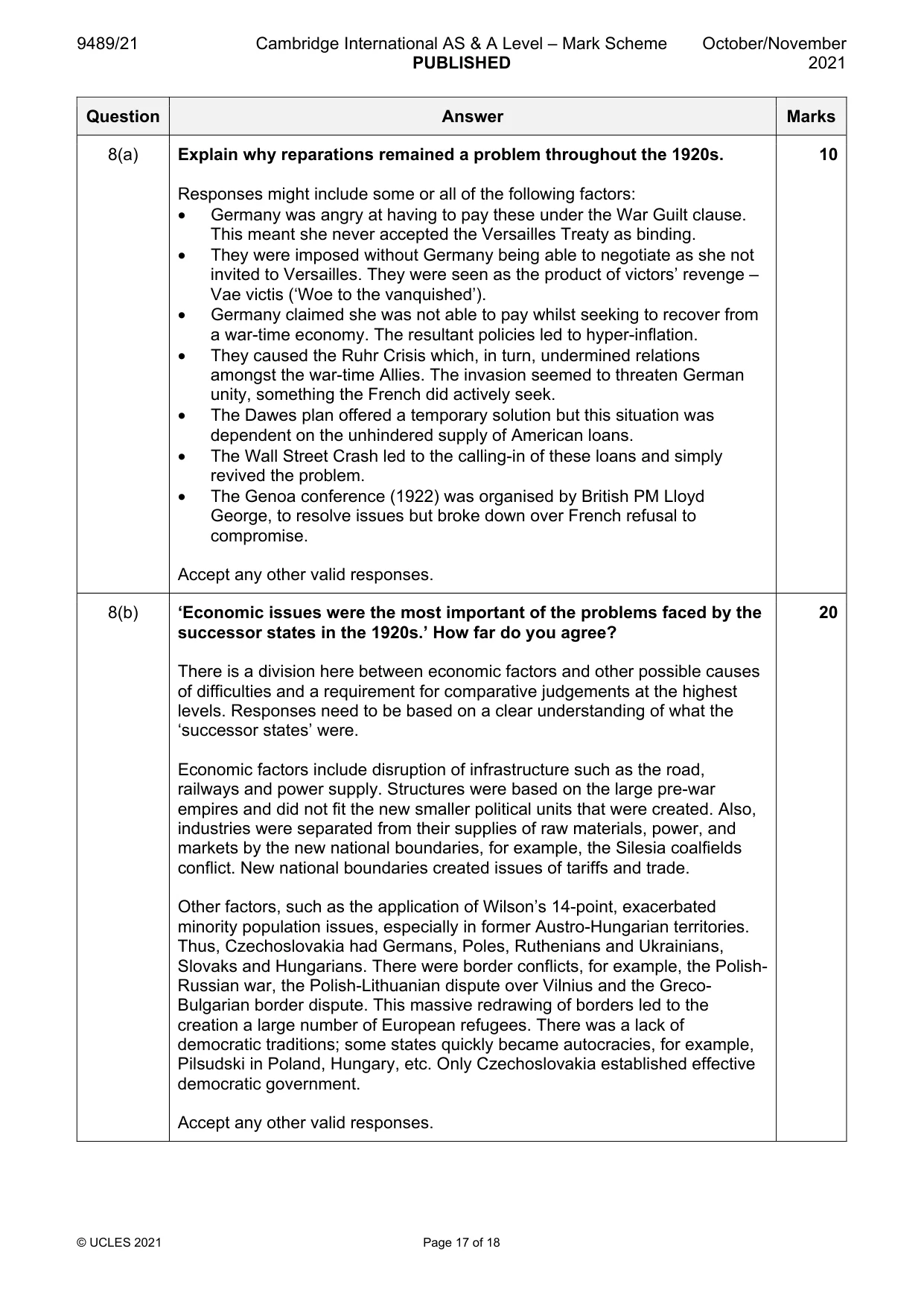 Mark scheme, page 17 of 18