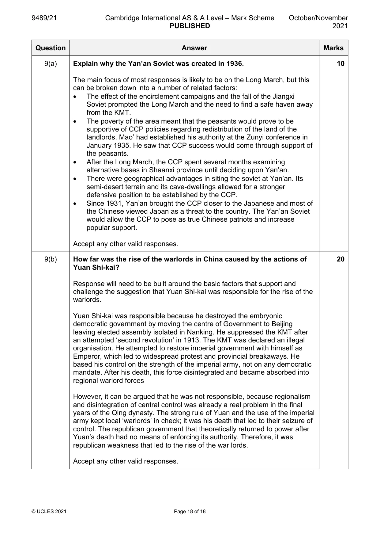 Mark scheme, page 18 of 18