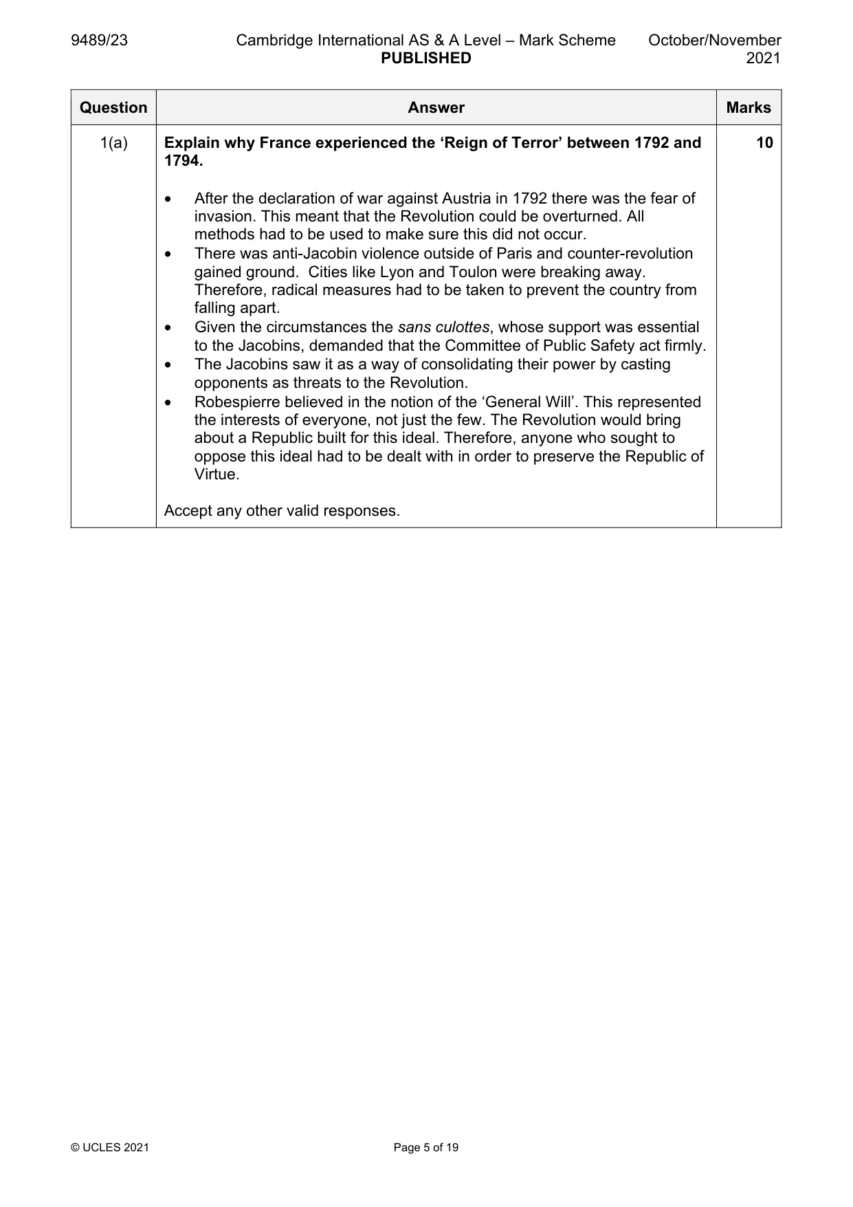 Mark scheme, page 5 of 19