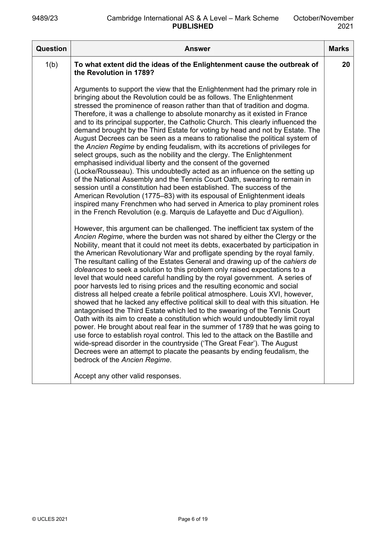 Mark scheme, page 6 of 19
