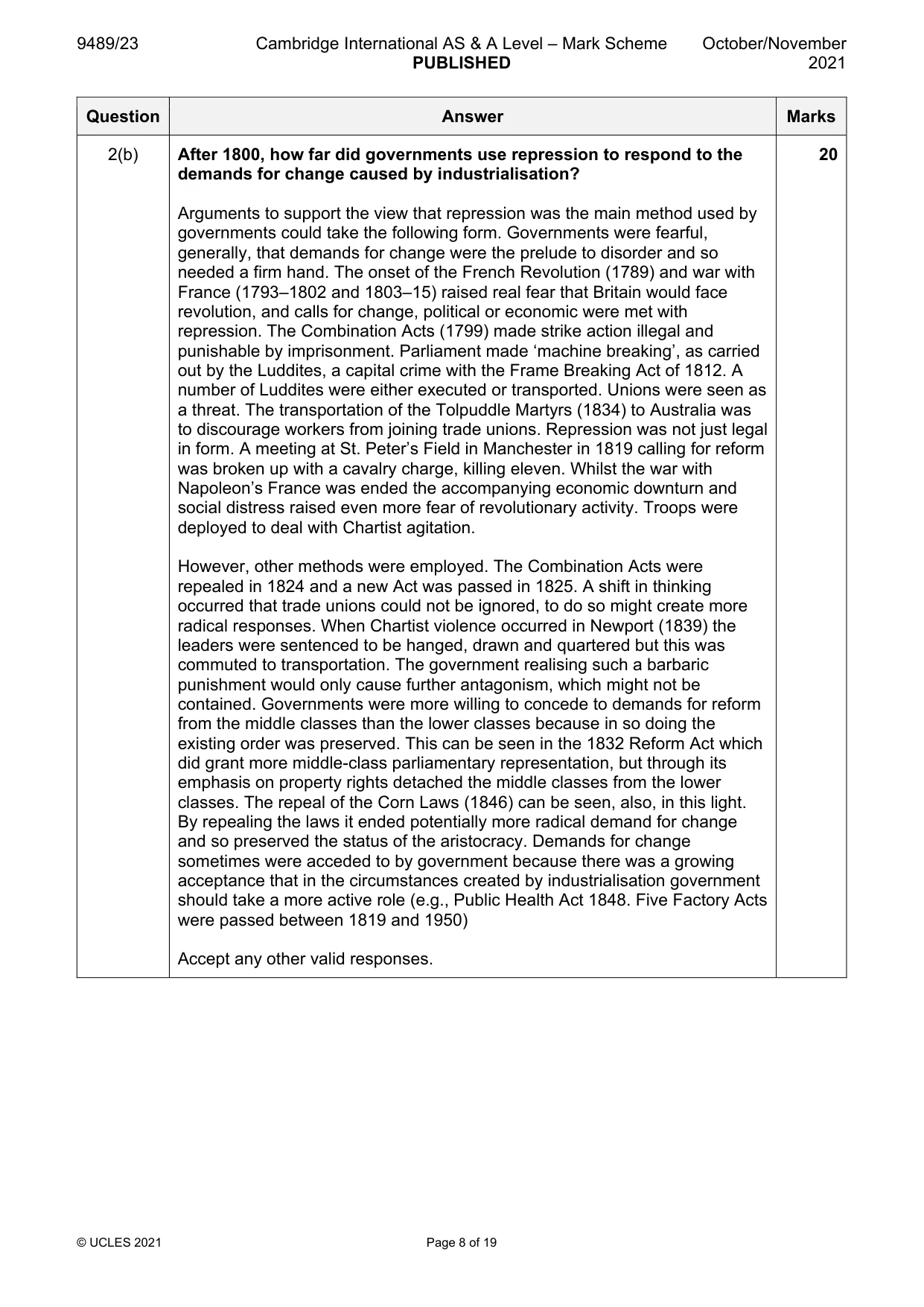 Mark scheme, page 8 of 19