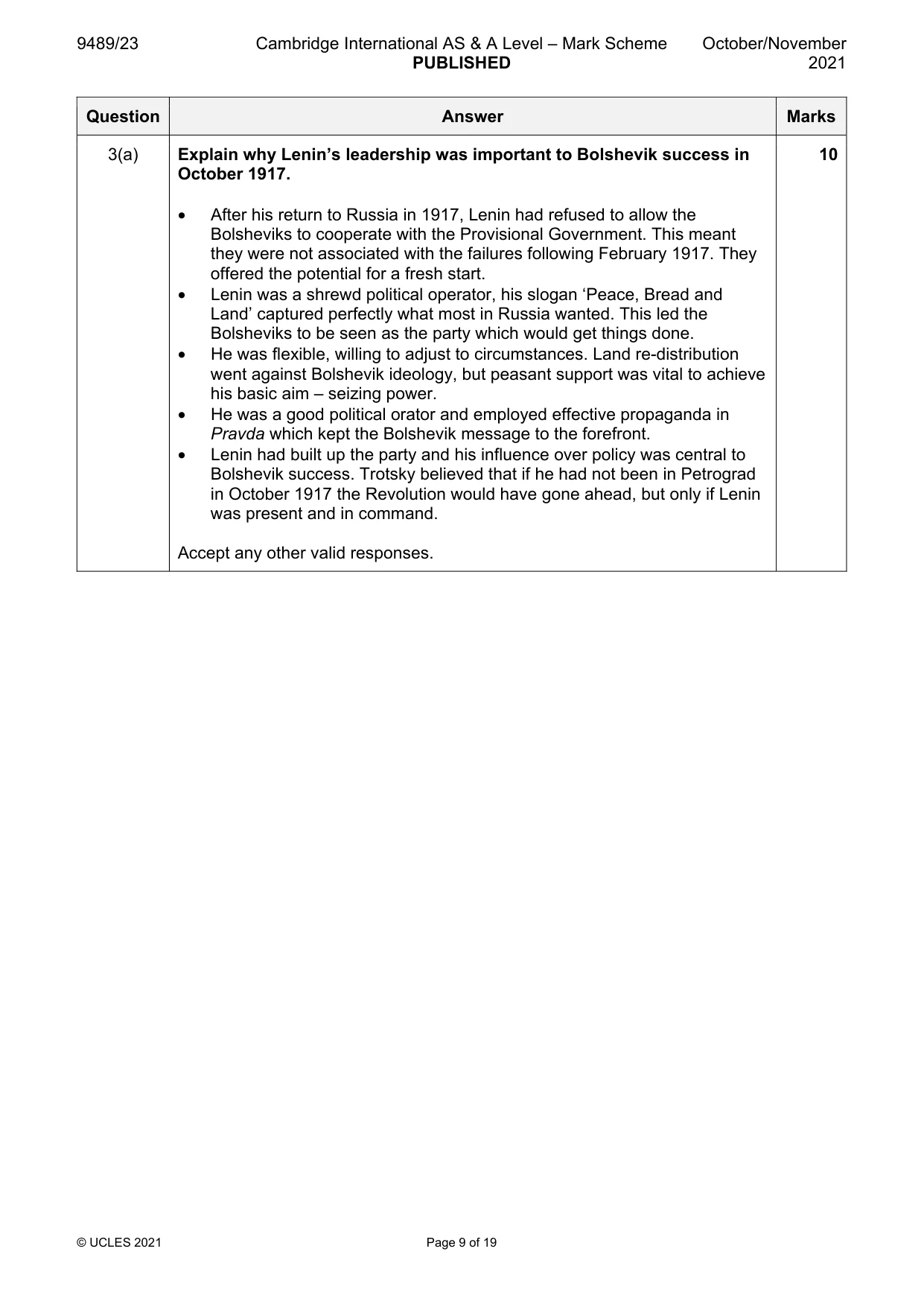 Mark scheme, page 9 of 19