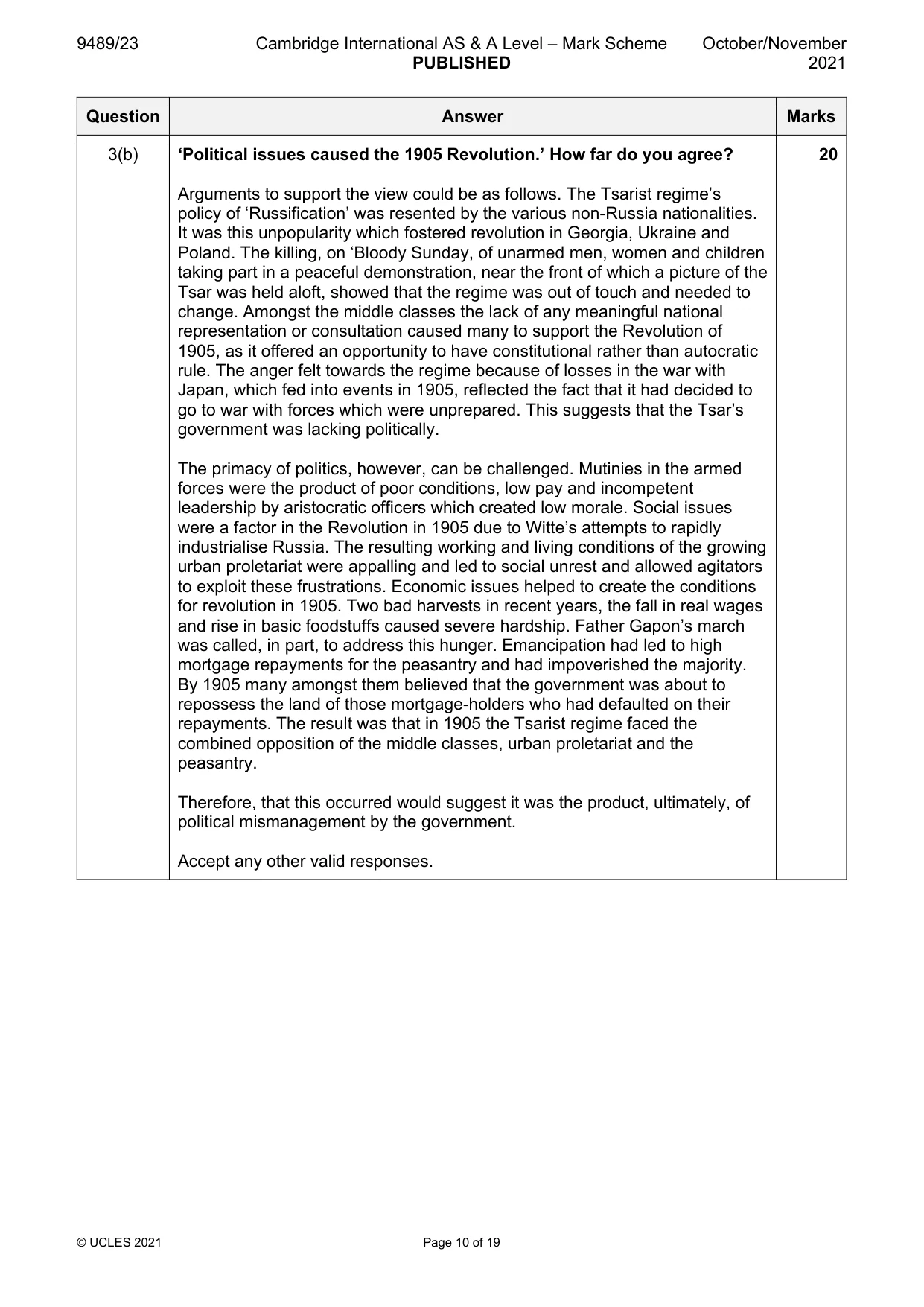 Mark scheme, page 10 of 19