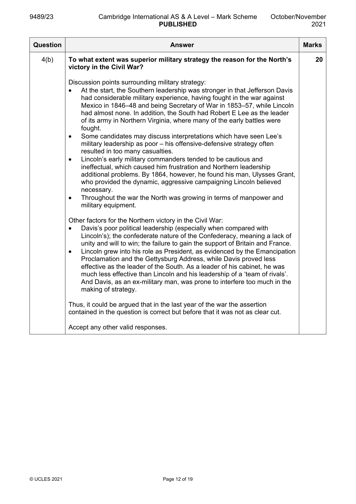 Mark scheme, page 12 of 19