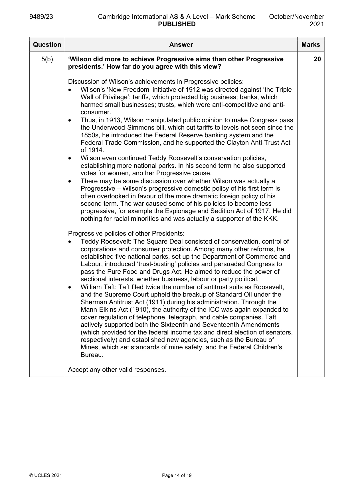 Mark scheme, page 14 of 19