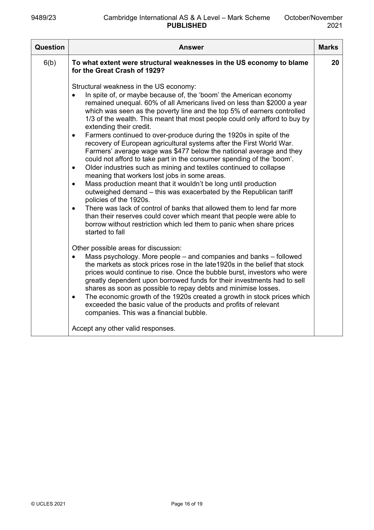 Mark scheme, page 16 of 19