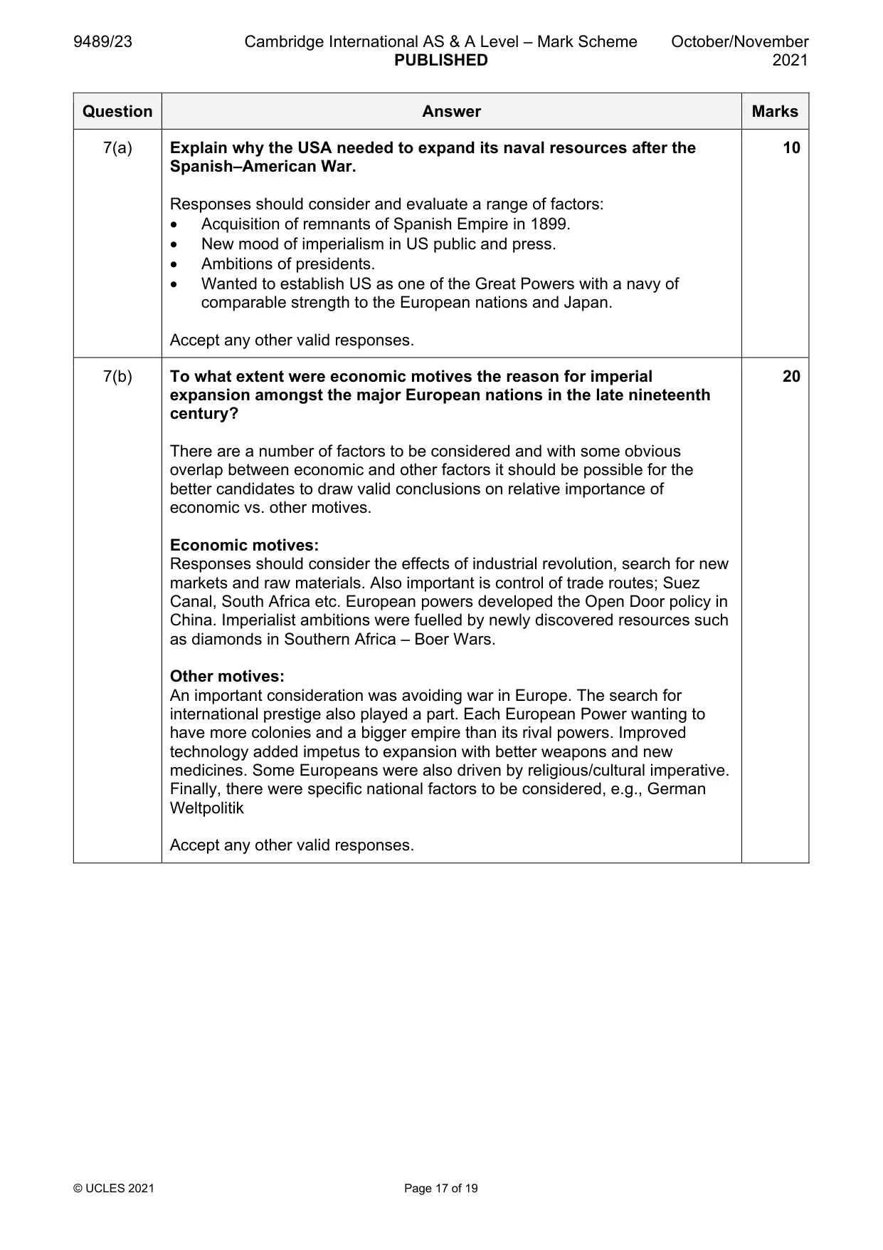 Mark scheme, page 17 of 19